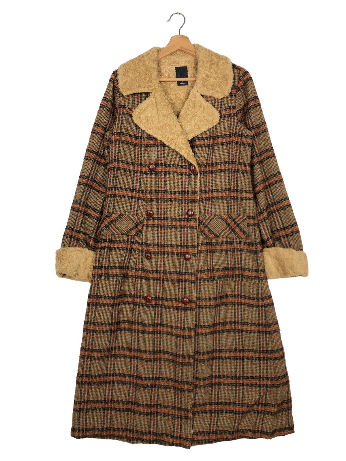 Anna Sui 🔥Tartan Design Fly Coats Long Jacket Mink Fur Lining Size M / US 6-8 / IT 42-44 - 1 Thumbnail