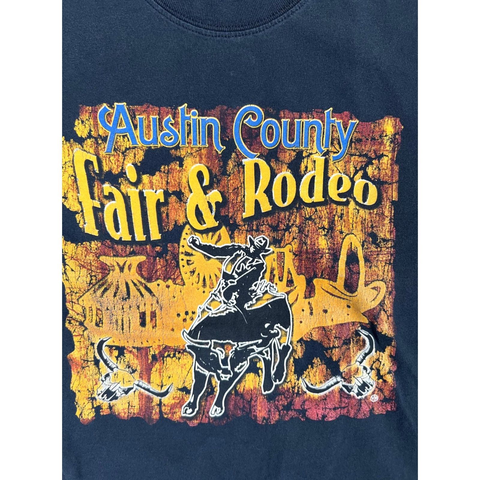 Vintage Austin County Fair & Rodeo Shirt Mens Large Black Graphic Western Texas Cowboy Size US L / EU 52-54 / 3 - 2 Thumbnail