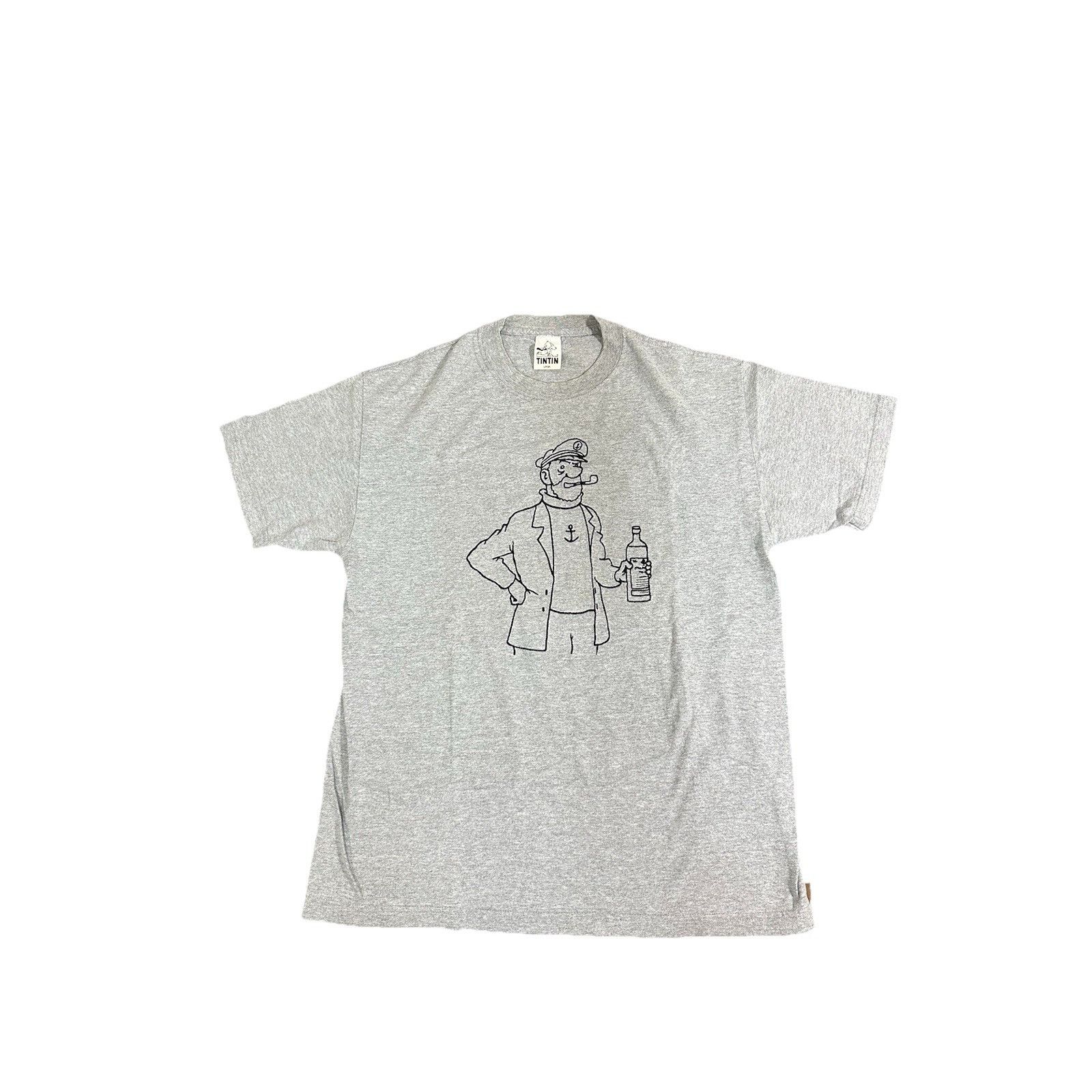Vintage Tintin T-Shirt Captain Haddock Snowy Comic Book Cart