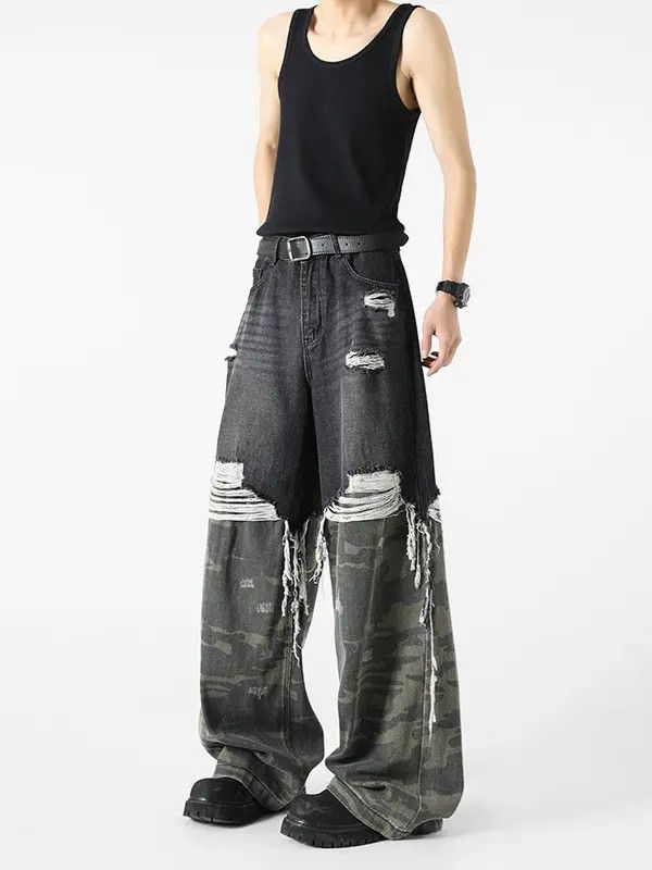 Japanese Brand Retro casual camouflage patchwork jeans Size US 32 / EU 48 - 1 Thumbnail