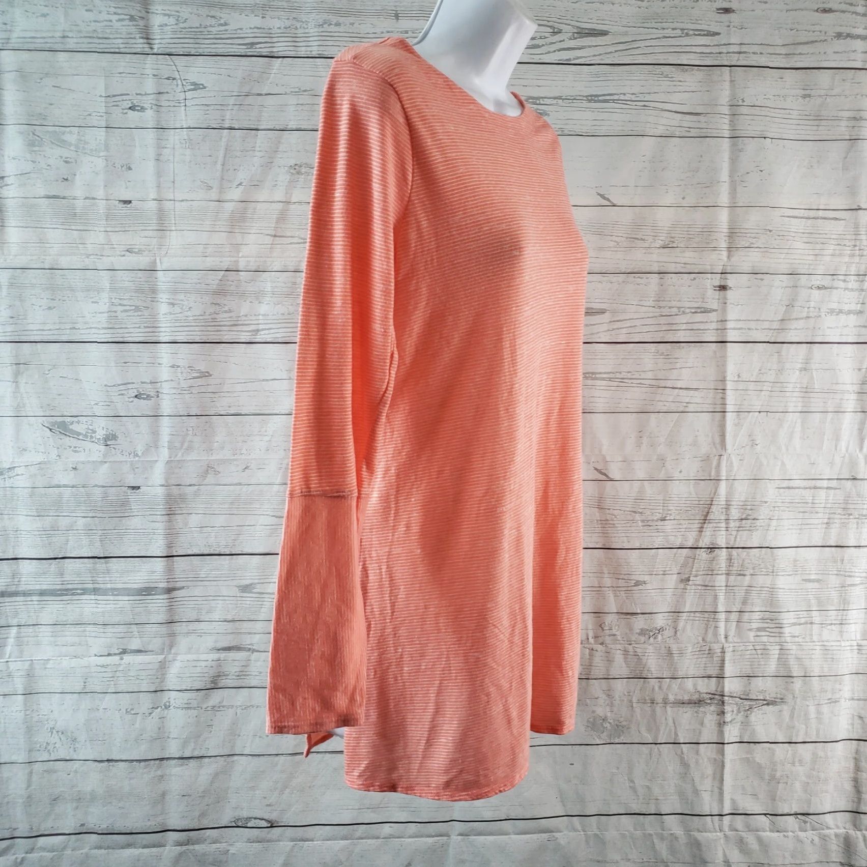 Prana prAna Esme Tunic Top Shirt Womens Small Peach Stripe Long Sleeve Size S / US 4 / IT 40 - 2 Thumbnail