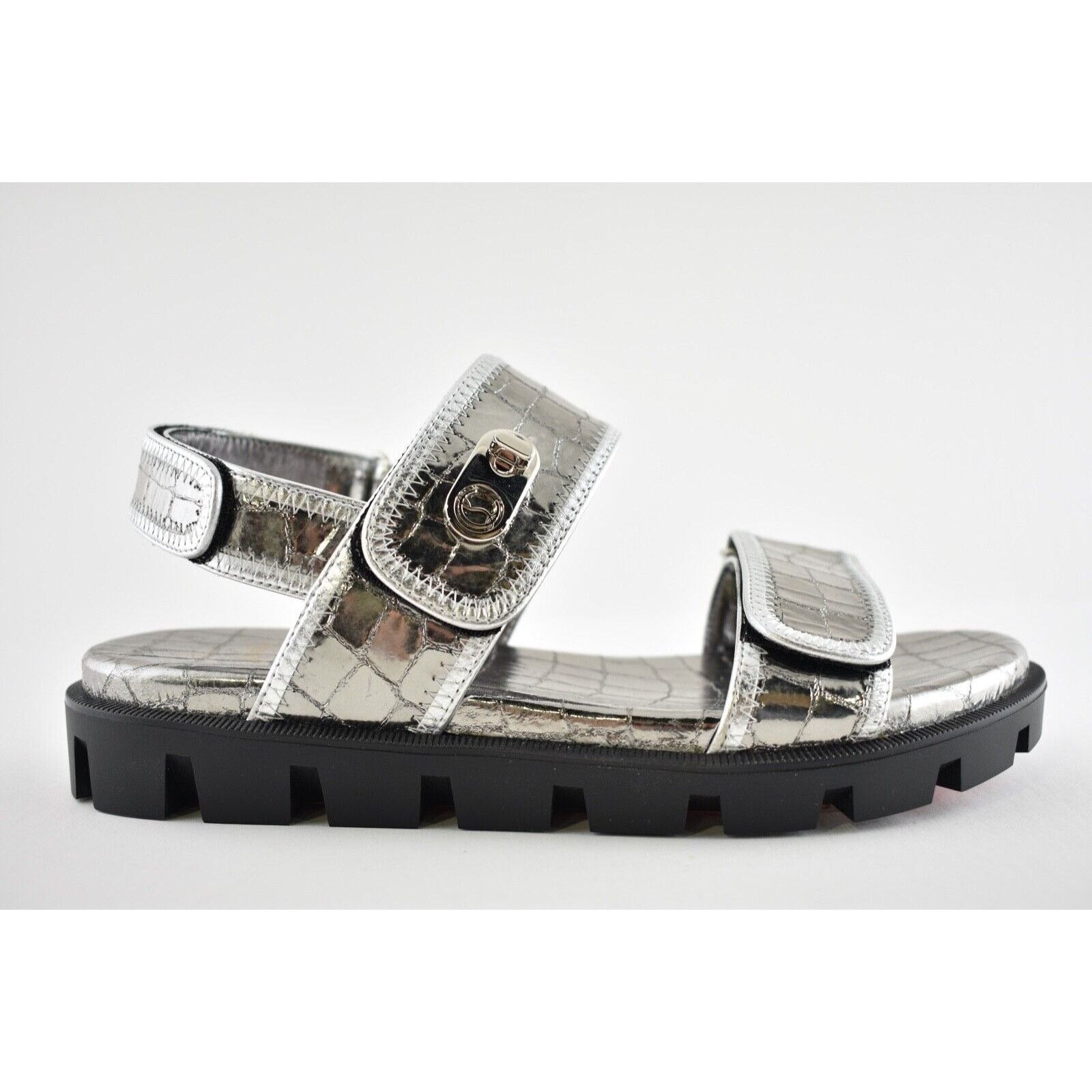 Christian Louboutin Christian Louboutin Lock Cool Flat Silver Black Platform Size US 10 / IT 40 - 2 Thumbnail