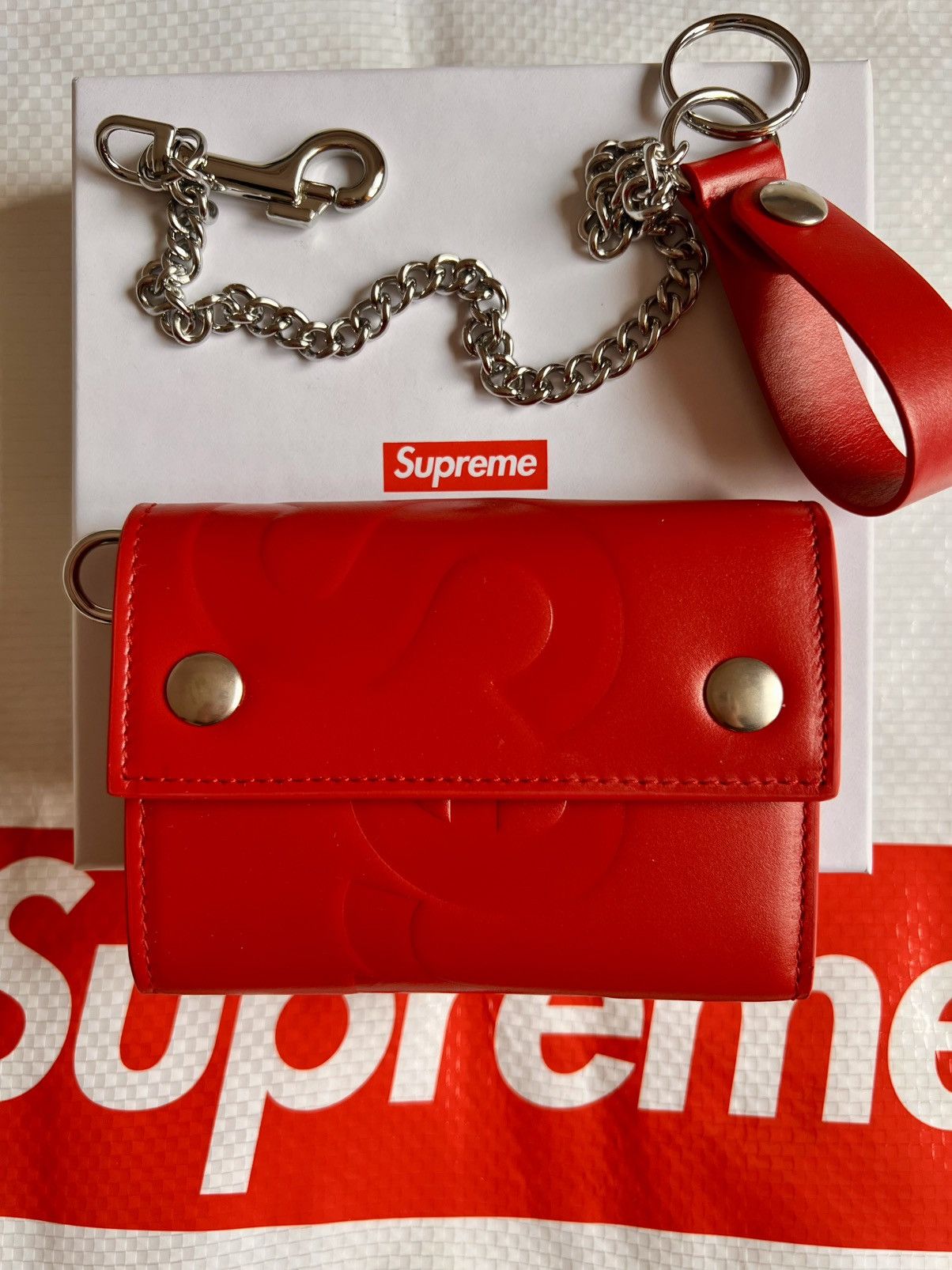 Supreme Leather Chain Wallet /