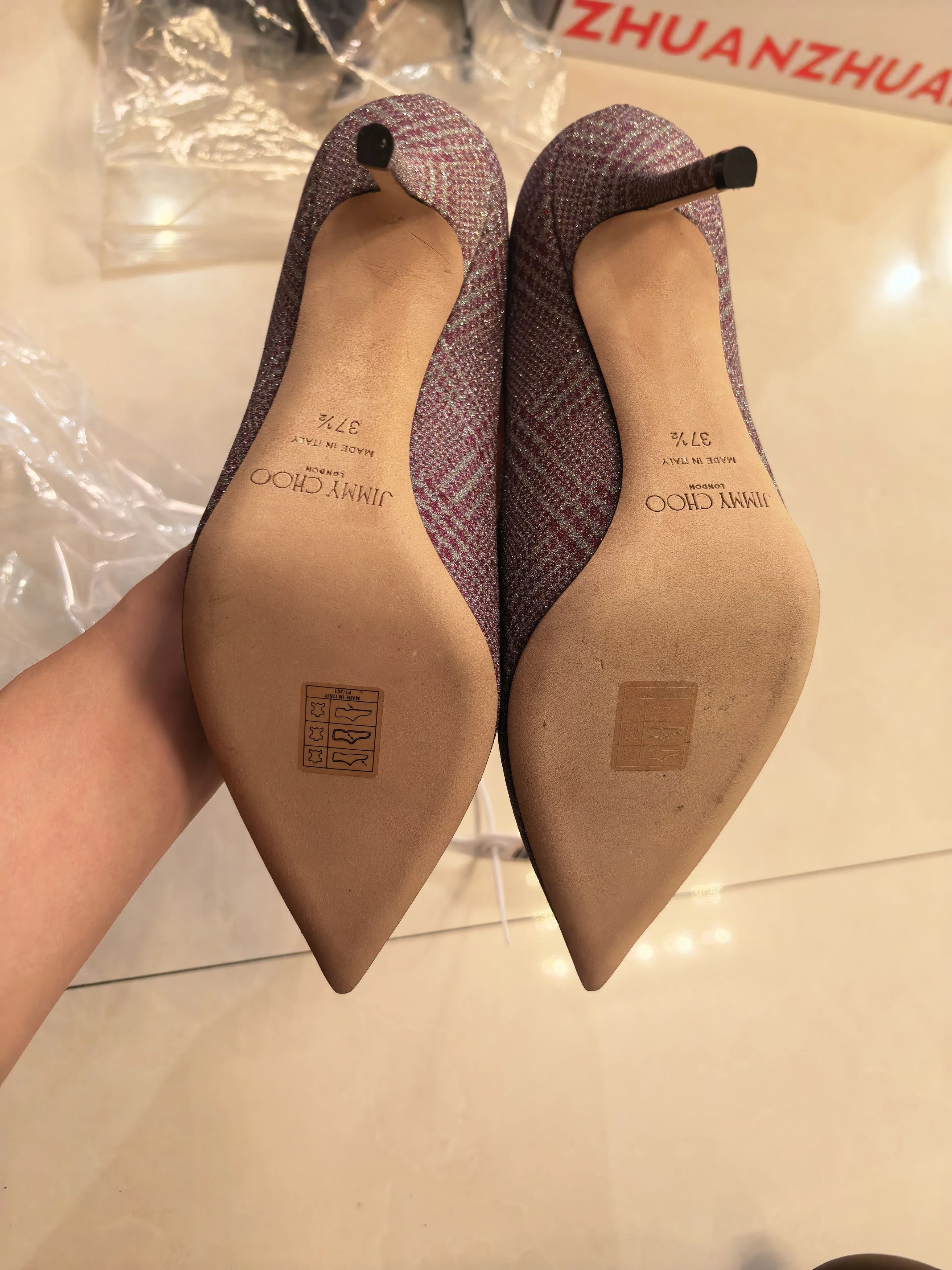 Jimmy Choo Jimmy Choo Houndstooth Glitter Pumps 37.5 EU New Size US 7 / IT 37 - 5 Thumbnail