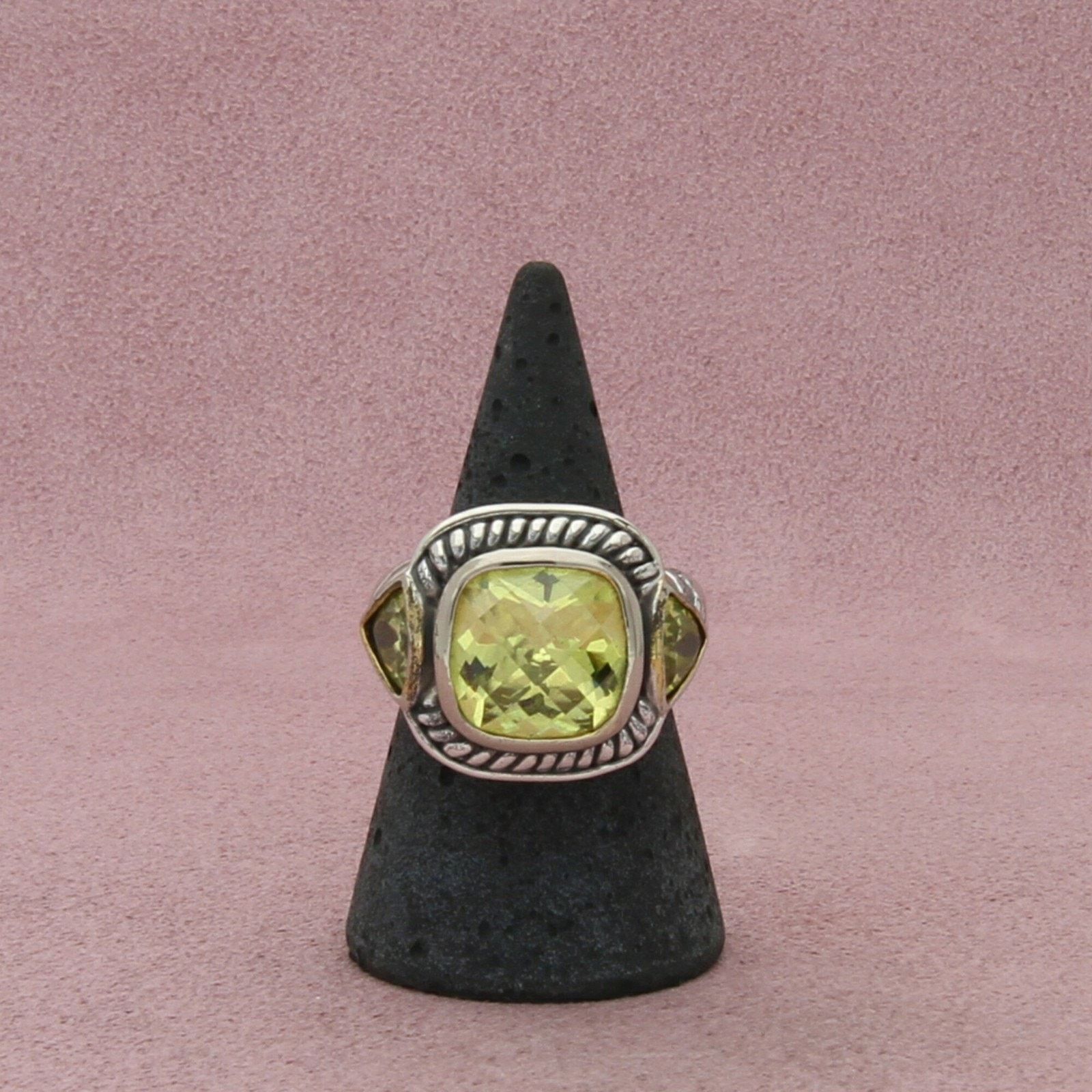Sterling Silver sterling silver faceted yellow cz cable cocktail ring size 8 Size ONE SIZE - 3 Thumbnail