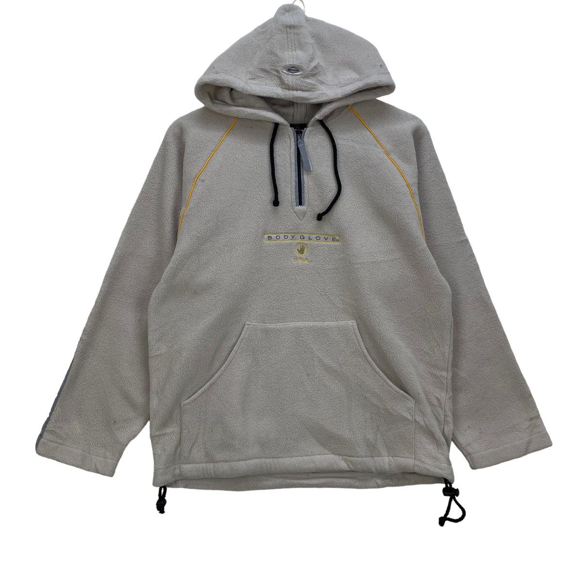 image of Body Glove x Made In USA Vintage Bodyglobe Usa Hooded Fleece Pullover Jacket in Grey (Size Small)