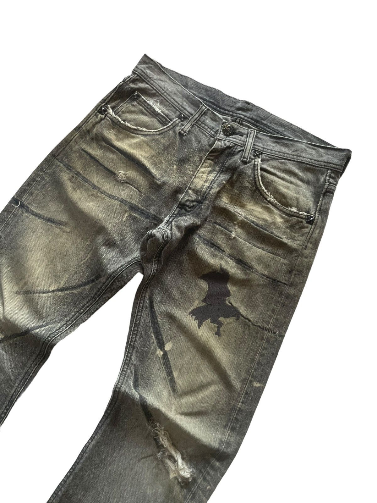 Hysteric Glamour × In The Attic × Lee Vintage Lee Japan Mud Claw Mark Distressed Denim Pants Size US 30 / EU 46 - 3 Thumbnail
