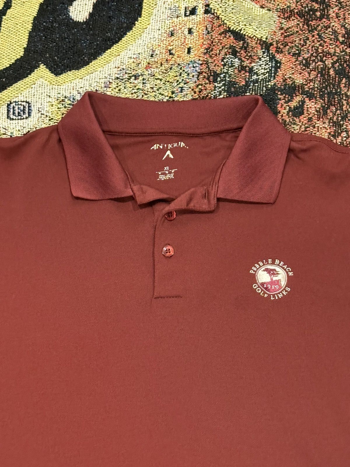 Antigua Pebble Beach burgundy golf polo Size US XL / EU 56 / 4 - 2 Thumbnail