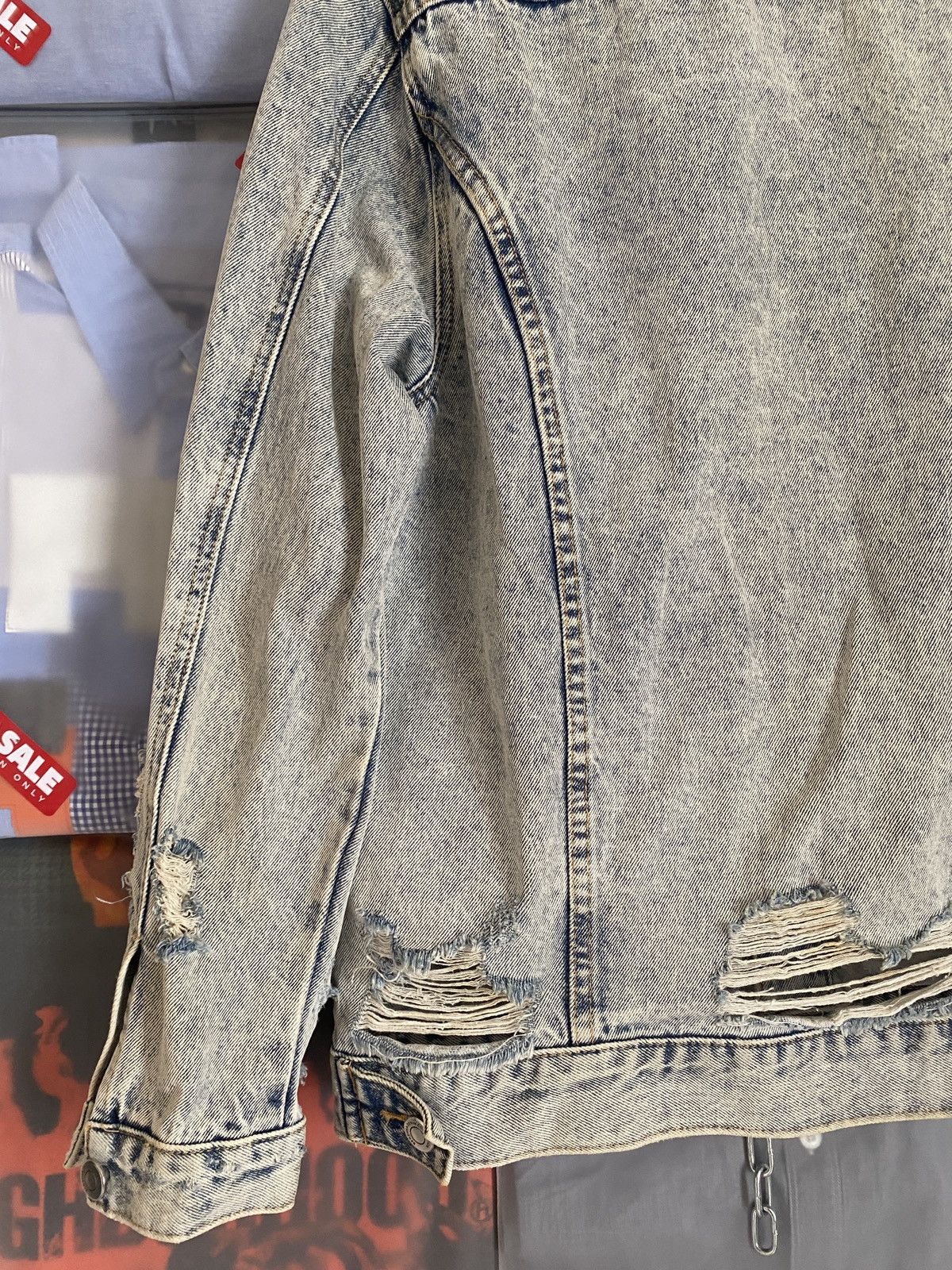 Bershka Vintage Distressed Trash Berska Denim Jacket like Amiri Size US M / EU 48-50 / 2 - 11 Thumbnail