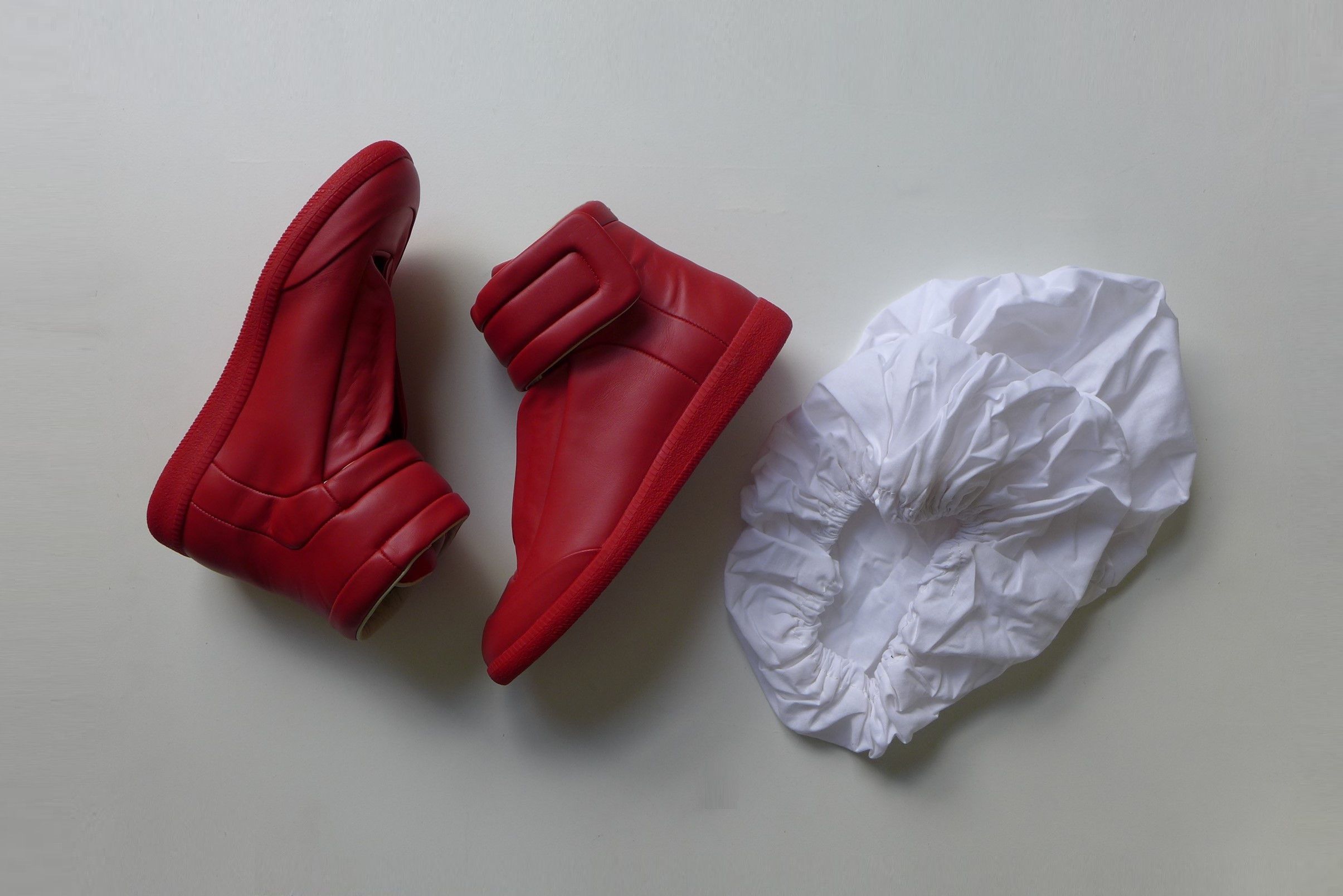 Maison Margiela Margiela Future High Sneakers - Red Leather Size US 8 / EU 41 - 2 Thumbnail