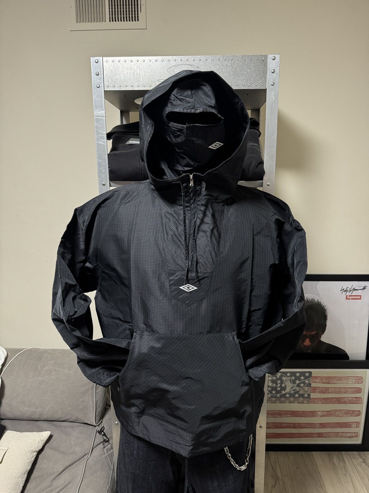 Slam Jam × Umbro DS Slam Jam Umbro Check Masked Anorak Jacket Navy Size US L / EU 52-54 / 3 - 1 Thumbnail