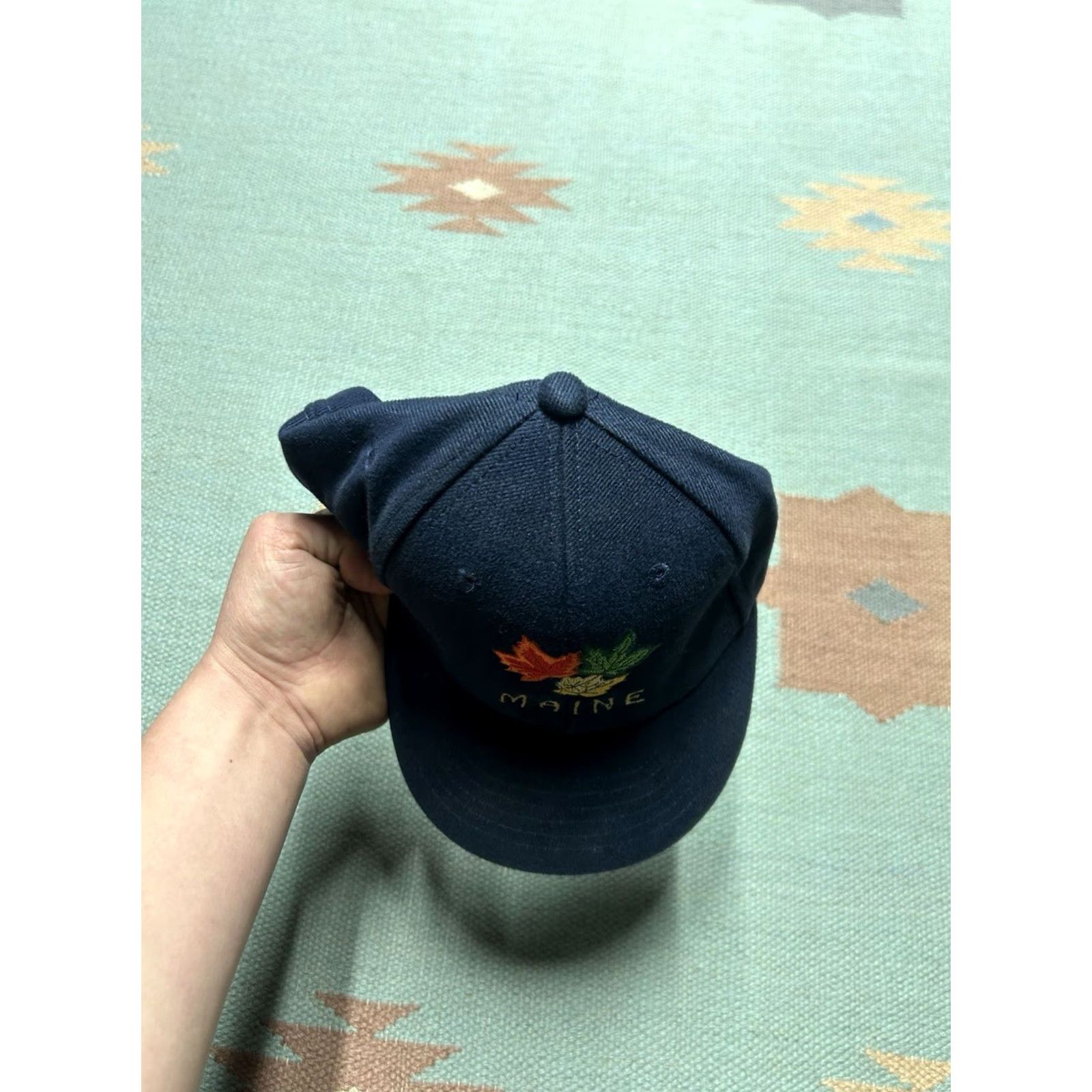 Vintage VINTAGE Baseball Hat Fitted Cap Maine Autumn Leaf Spell Out Logo Adult Large Blue Mens Size ONE SIZE - 3 Thumbnail