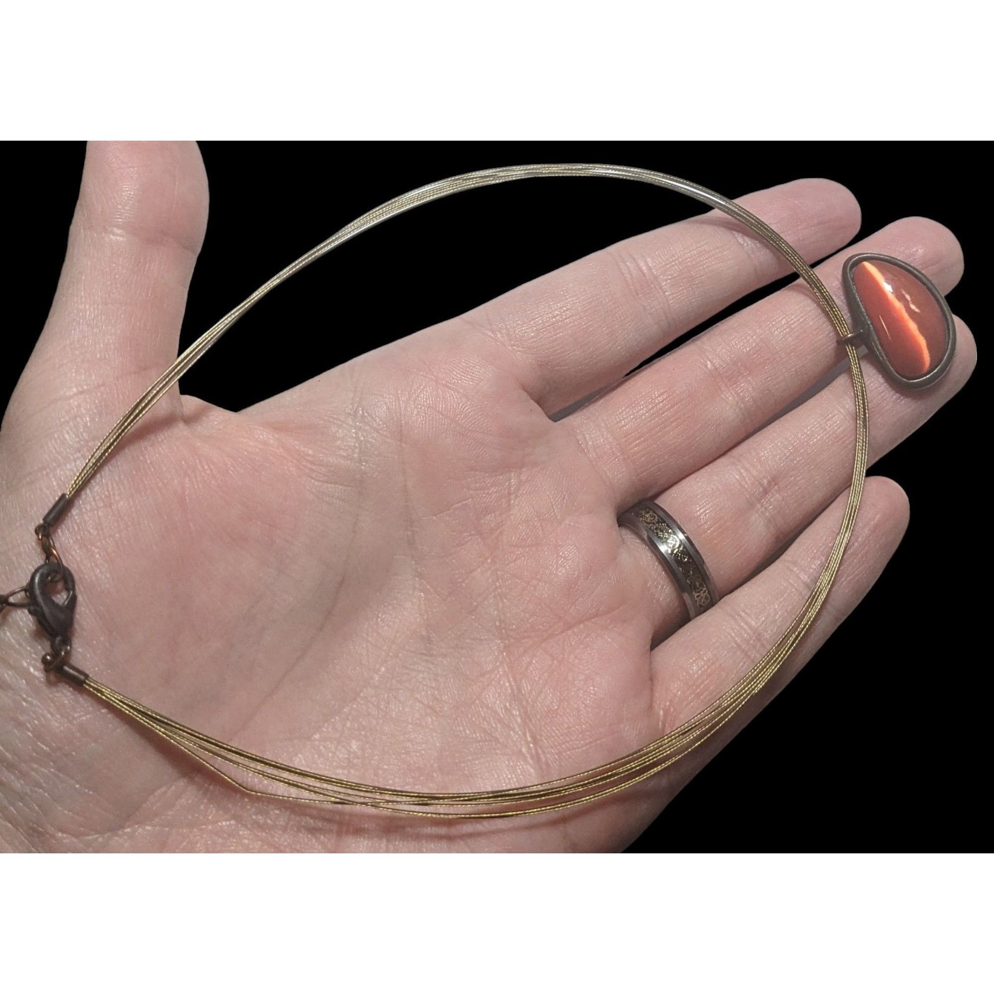 Other Orange Glass Abstract Cateye Pendant Necklace Size ONE SIZE - 2 Thumbnail