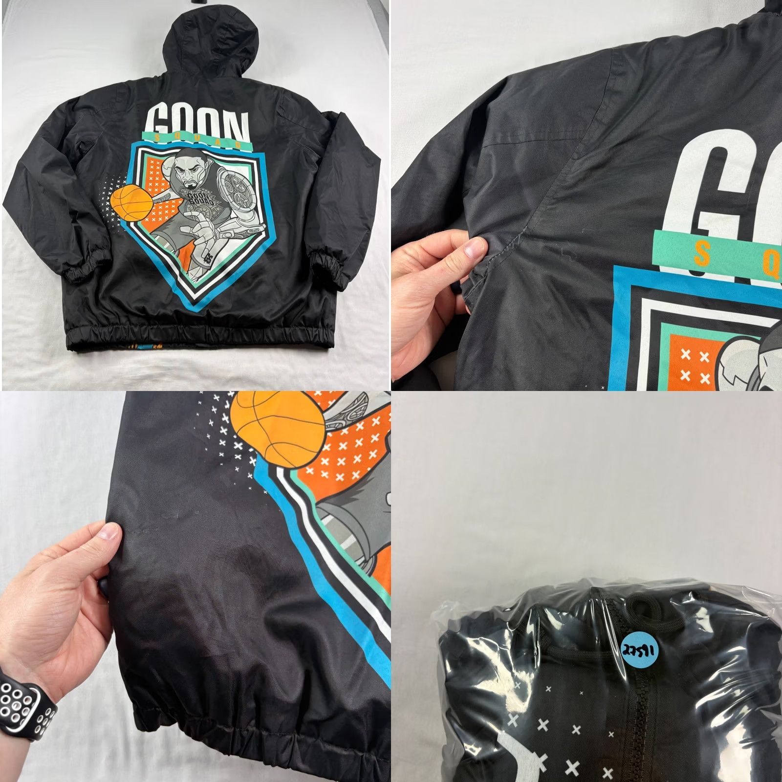 Members Only Members Only Jacket Mens M Black Looney Tunes Goon Squad Graphic Bomber Full Zip Hooded Size US M / EU 48-50 / 2 - 8 Thumbnail