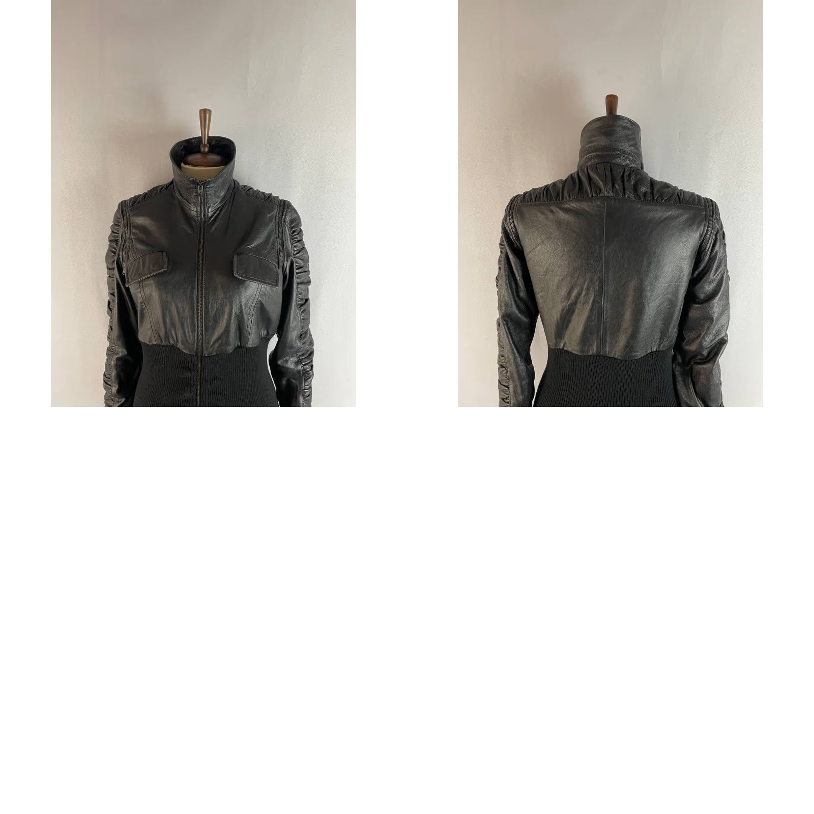 Dolce & Gabbana Dolce&Gabbana Jacket Womens Size S Black Leather Long Sleeve Full Zip Biker Solid Front Zip Pockets Size S / US 4 / IT 40 - 11 Thumbnail
