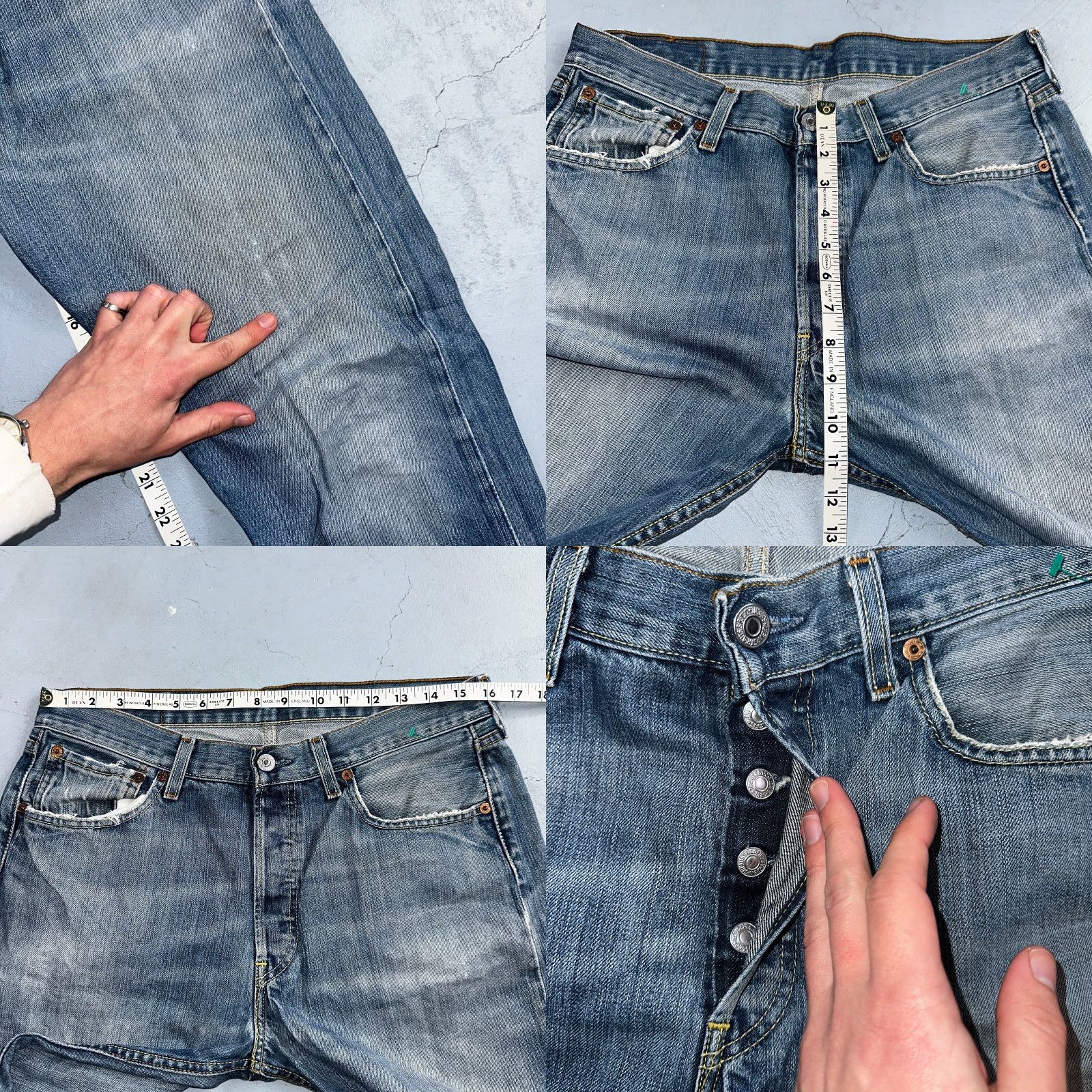 Levi's Levis 501 Vintage Y2K XX Straight Leg Jeans Blue Med Wash 33x32 32x31 Levi's 501 Jeans Mens Denim 90s Straight Vintage Blue Size US 33 - 8 Thumbnail