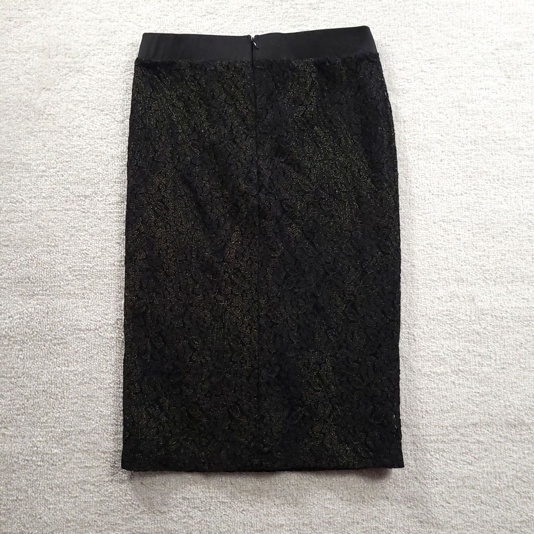 Vintage VINTAGE Women's Cato Size 2 Black/Gold Floral Lace Skirt Size 26" / US 2 / IT 38 - 7 Thumbnail