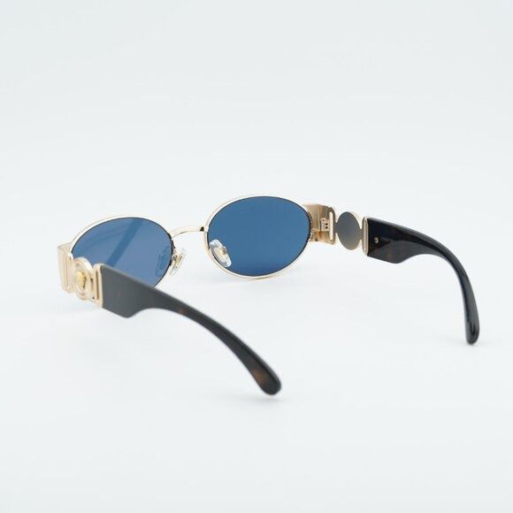 Versace Versace VE2299 100280 Sunglasses Gold Oval Frame, Dark Blue Size ONE SIZE - 9 Thumbnail