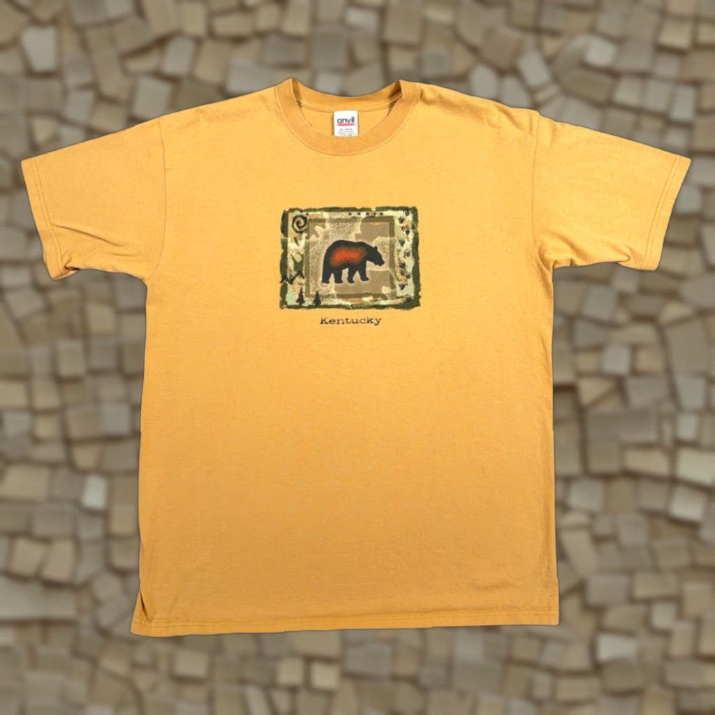 Anvil VINTAGE Kentucky Shirt Adult LARGE Brown Bear Rustic Folk Art Wildlife Y2K Size US L / EU 52-54 / 3 - 1 Thumbnail