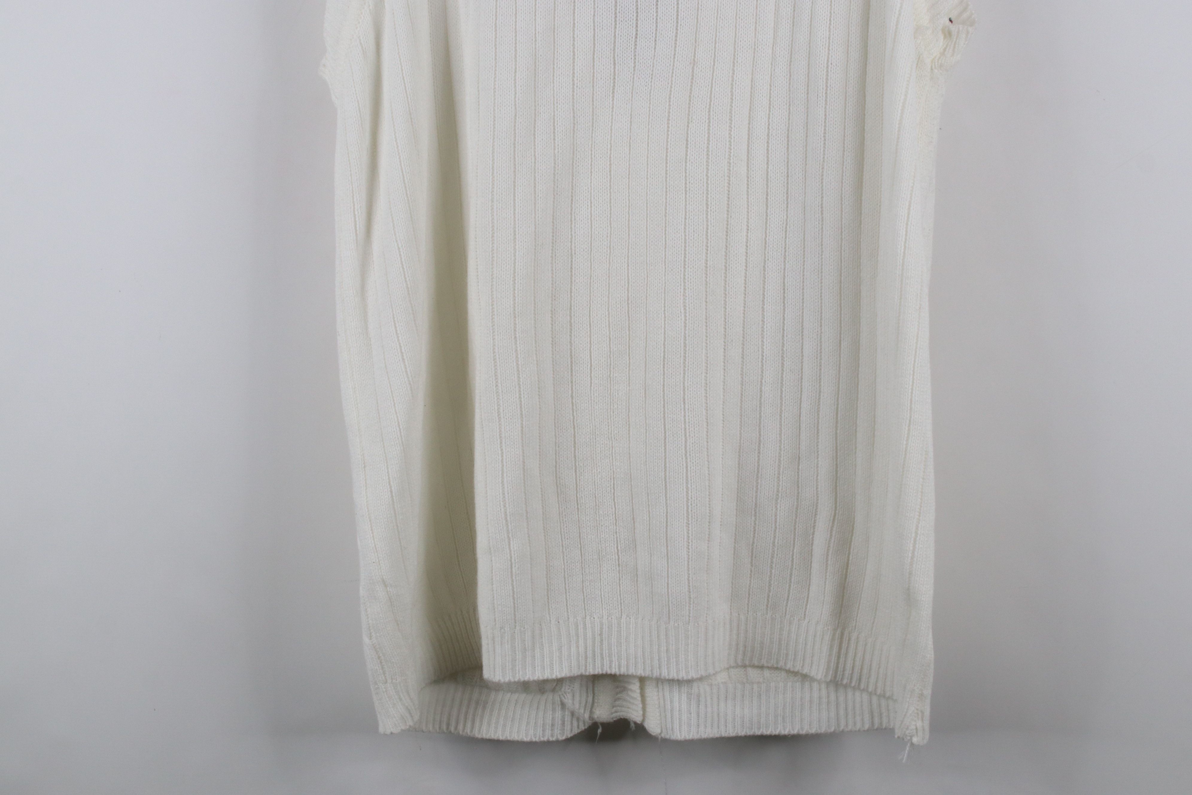 Vintage Vintage 90s Streetwear Knit Cardigan Sweater Vest White Size XL / US 12-14 / IT 48-50 - 14 Thumbnail