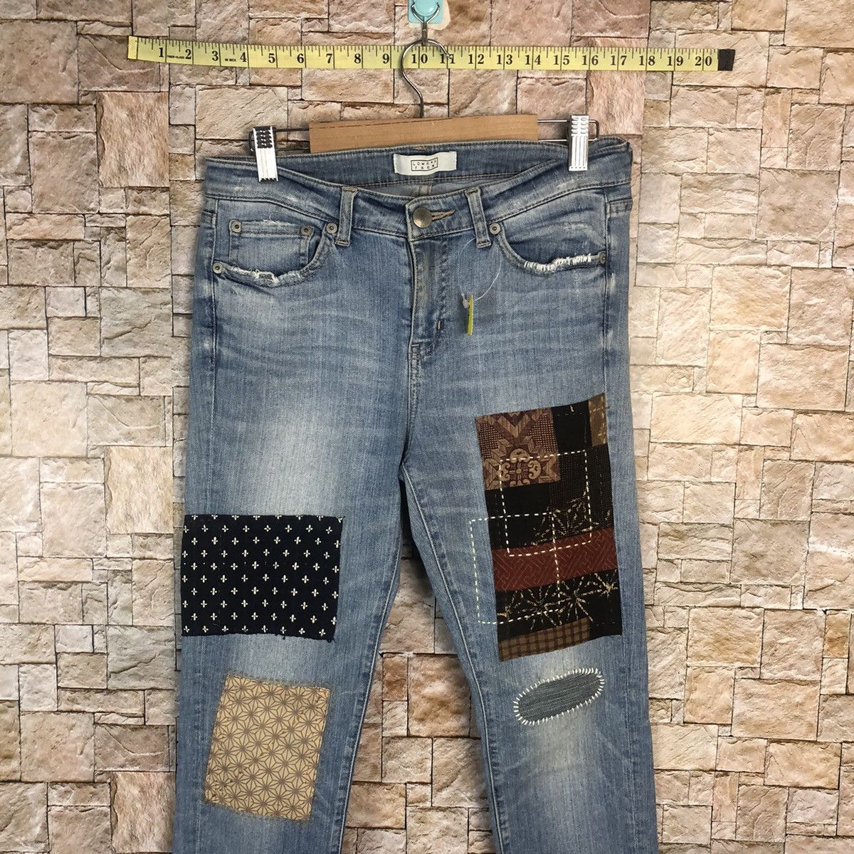 LOWRYS FARM Lowrys Farm sashiko patchwork Blue Denim Pants #A75 Size US 30 / EU 46 - 2 Thumbnail