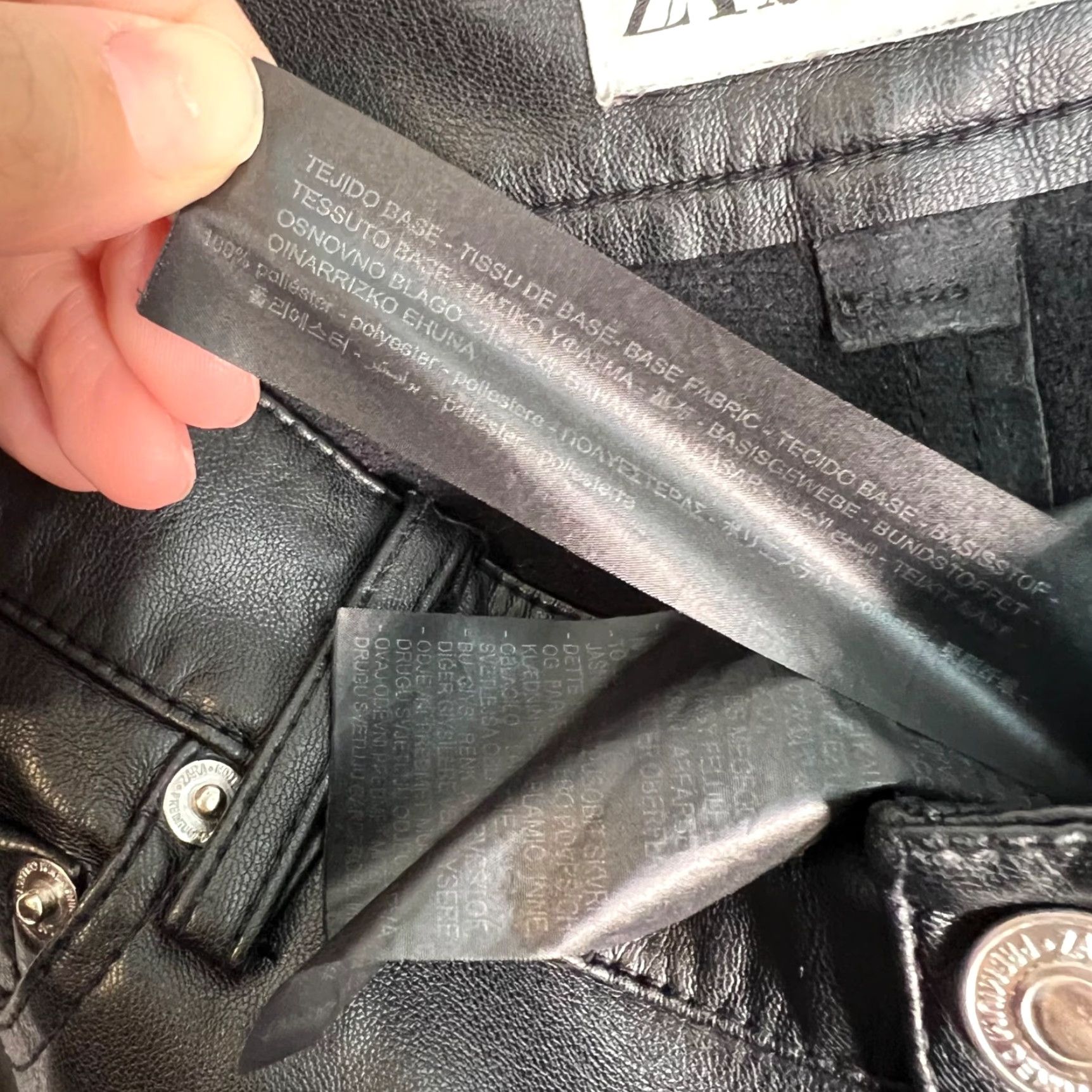 Zara Zara Black Faux Leather High-Waisted Straight Leg Pants Womens Size 2 Pants Size 26" / US 2 / IT 38 - 4 Thumbnail