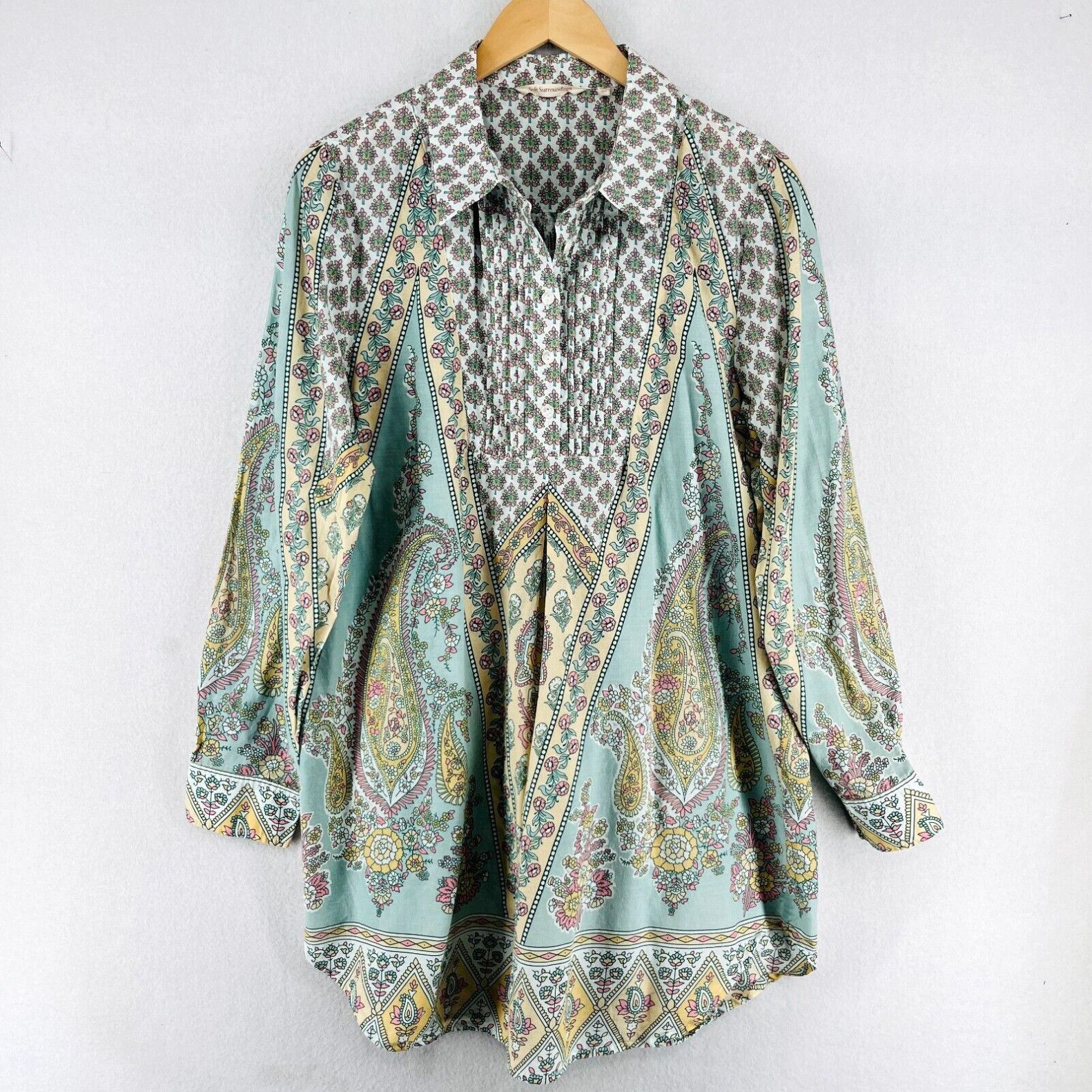 Vintage SOFT SURROUNDING Top L Tabitha Tunic Pintuck Popover Floral ...