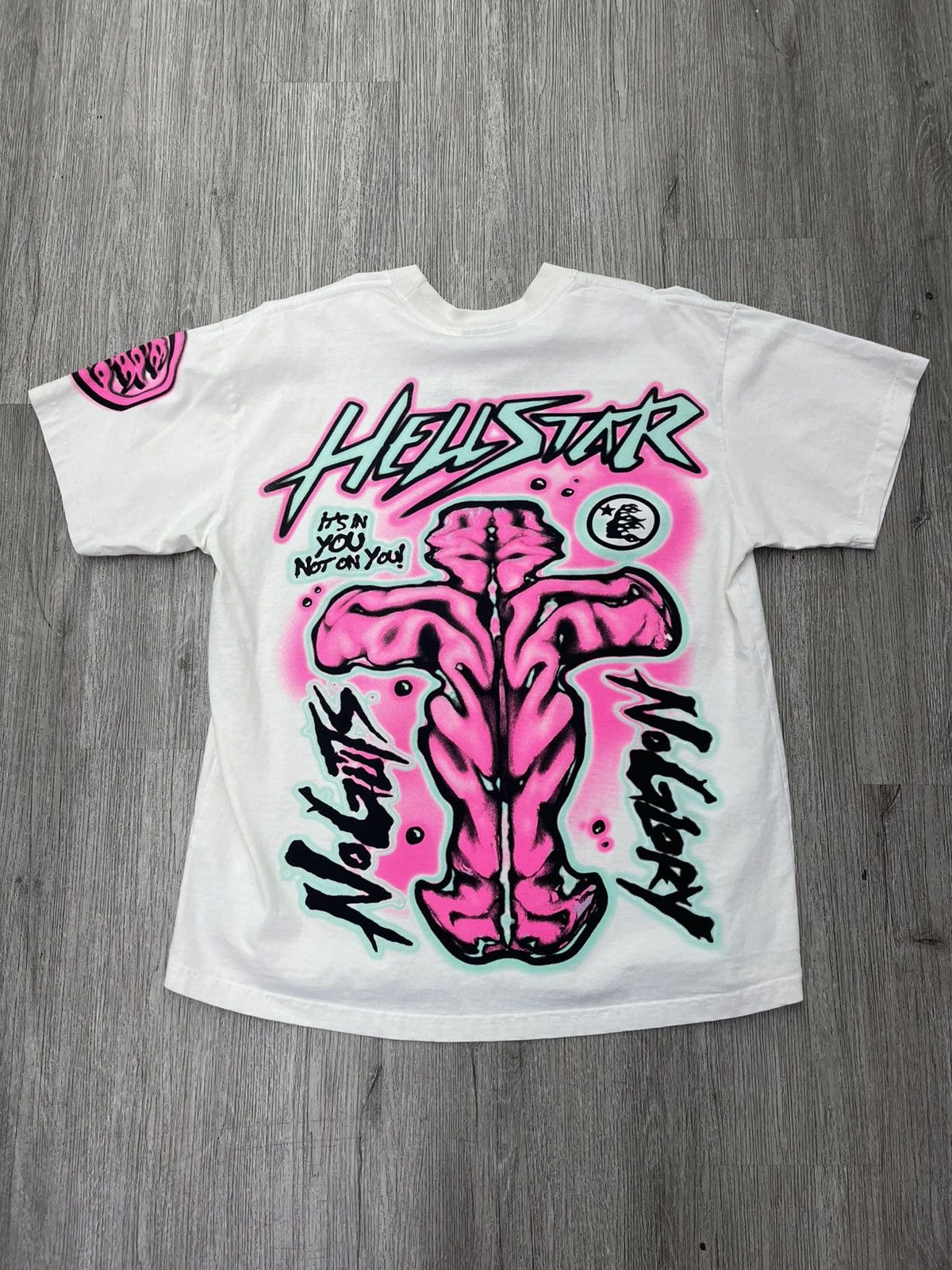 HELLSTAR Hellstar “No Guts no glory” tee (white/pink) Size US L / EU 52-54 / 3 - 2 Thumbnail