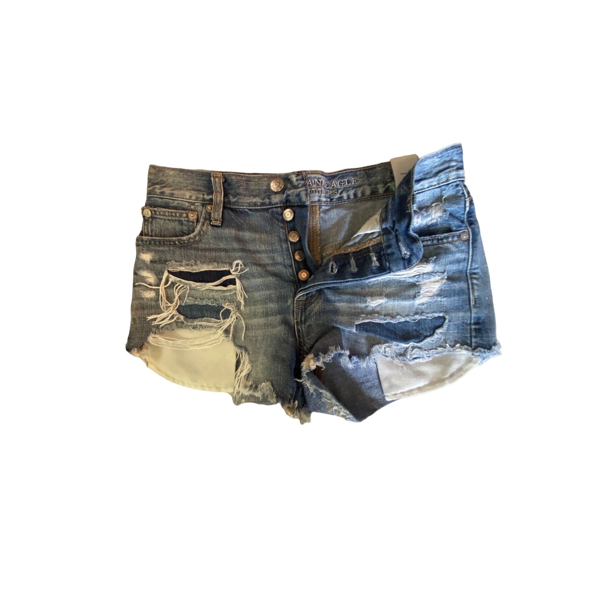 American Eagle Outfitters AMERICAN EAGLE VINTAGE HI-RISE FESTIVAL RETRO CUTOFF SHORTS Size 25" / US 0 / IT 36 - 3 Thumbnail