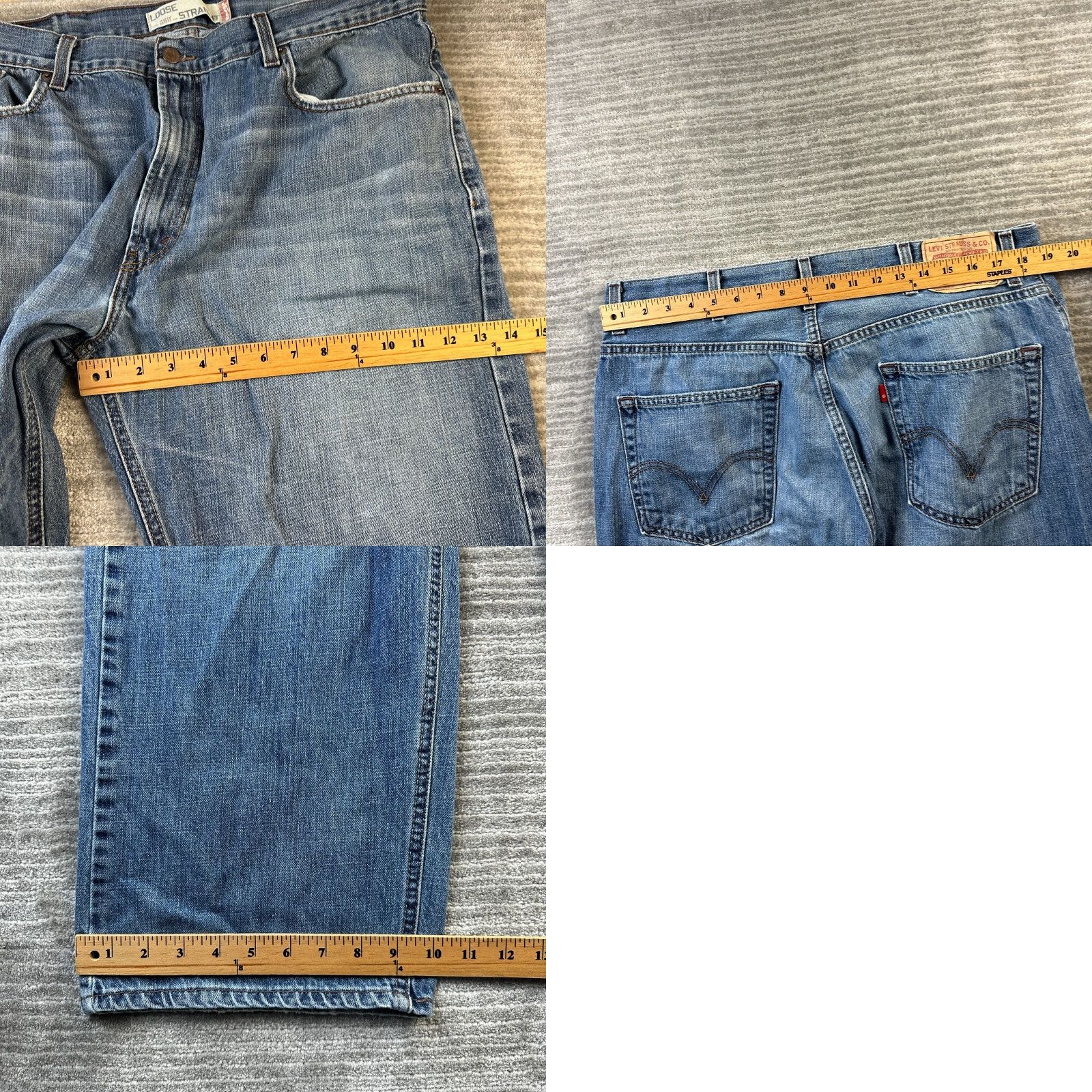 Levi's VINTAGE Levis Jeans 569 Straight 38x30 Mens Blue Denim 5-Pocket Relaxed Regular 2007 Y2K Size US 38 / EU 54 - 9 Thumbnail