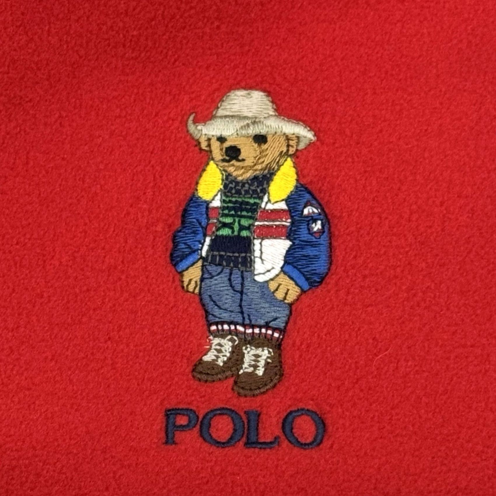 Polo Ralph Lauren Ralph Lauren Polo Bear Sweater Men L Red/Blue Fleece 1/4 Snap Pullover Sweatshirt Size US L / EU 52-54 / 3 - 3 Thumbnail