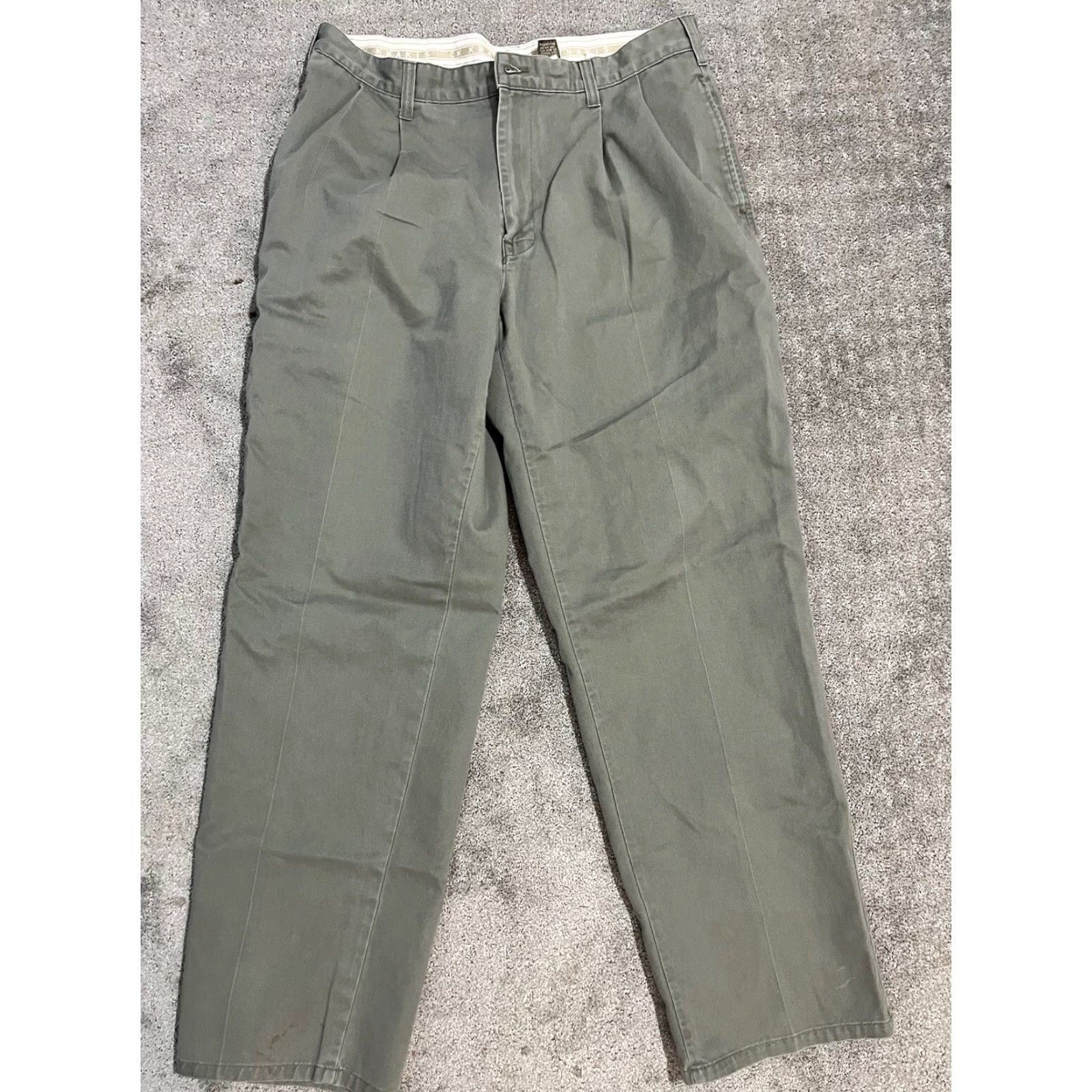 Calvin Klein VINTAGE Calvin Klein Pleated Gray Solid Mens Dress Pants 36x32 Chino Wool Canvas 90s Structured Cuffed Regular Mens Pants Dress Size US 36 / EU 52 - 3 Thumbnail