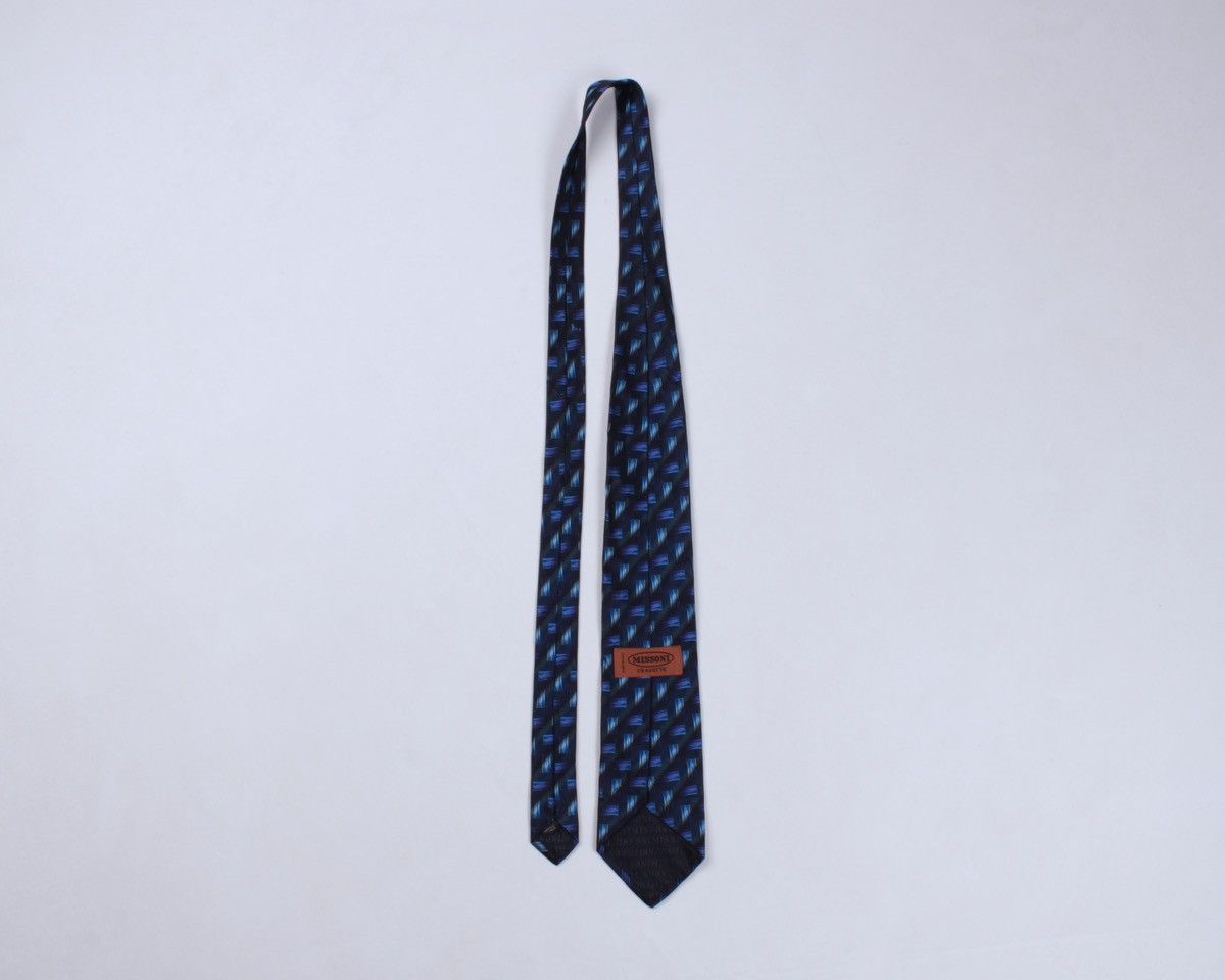 Designer × Missoni × Vintage MISSONI Cravatte Vintage Blue Geometric Silk Tie Size ONE SIZE - 6 Thumbnail