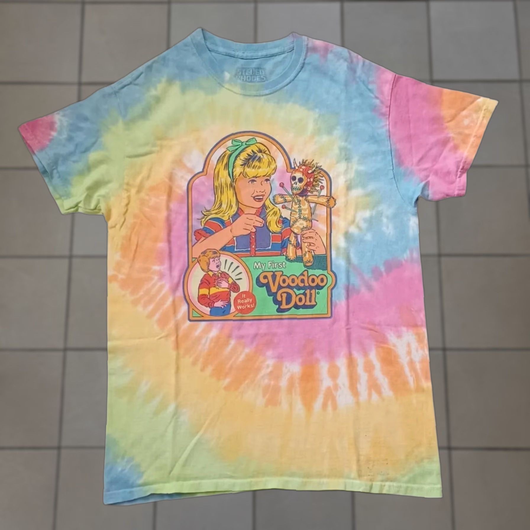 RHODE Steven Rhodes T Shirt Mens Medium Multicolor Tie Dye My First Voodoo Doll Retro Size US M / EU 48-50 / 2 - 1 Thumbnail