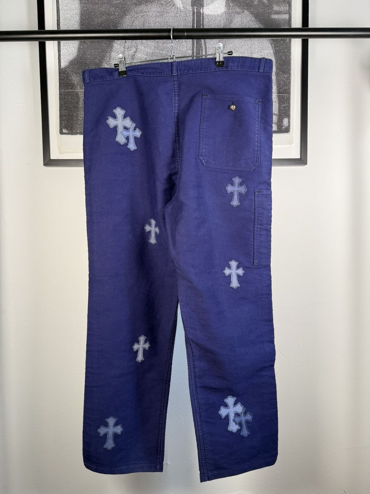 Chrome Hearts 🚭1/1 GRAIL🚭19 CROSS PATCH SERVICED 1950'S FRENCH CHORE PANTS Size US 38 / EU 54 - 2 Thumbnail