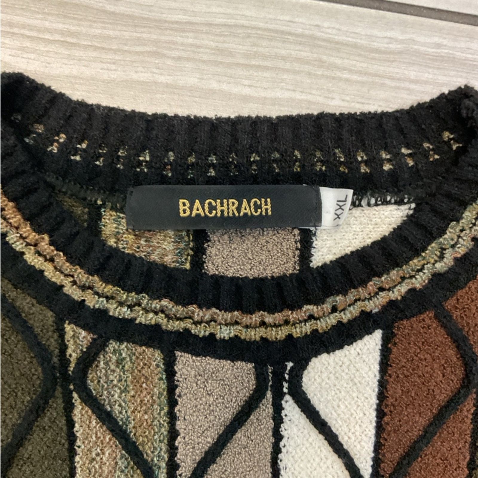 Bachrach Vintage 90s Bachrach 3D Coogi Style Brown Sweater Size US XXL / EU 58 / 5 - 5 Thumbnail