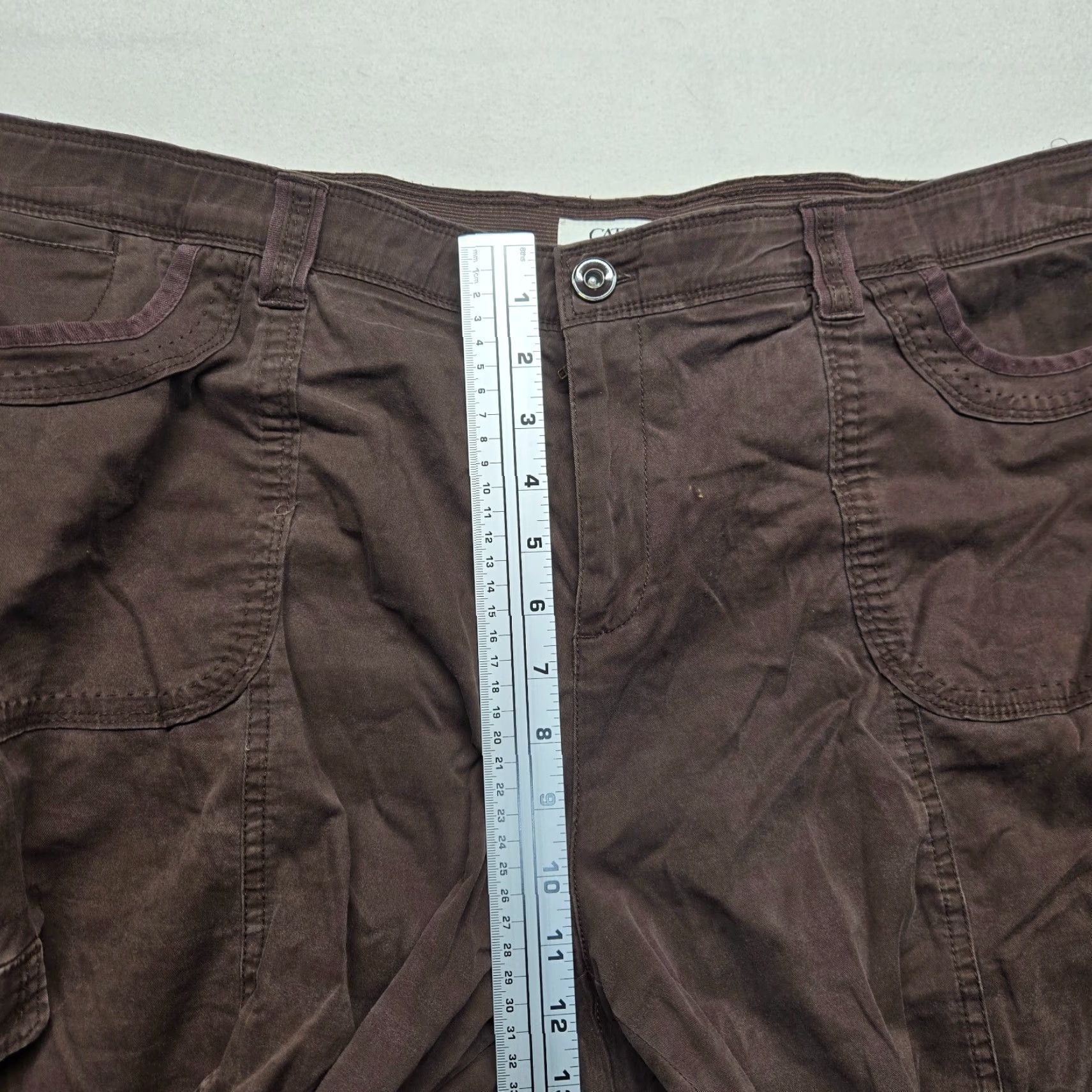 Vintage Cato Women's Knee Length Shorts Adult 20W Brown ZIPPER Pockets Canvas Cotton Chino Casual, Activewear, Travel Womens Size 42" / US 20 - 6 Thumbnail