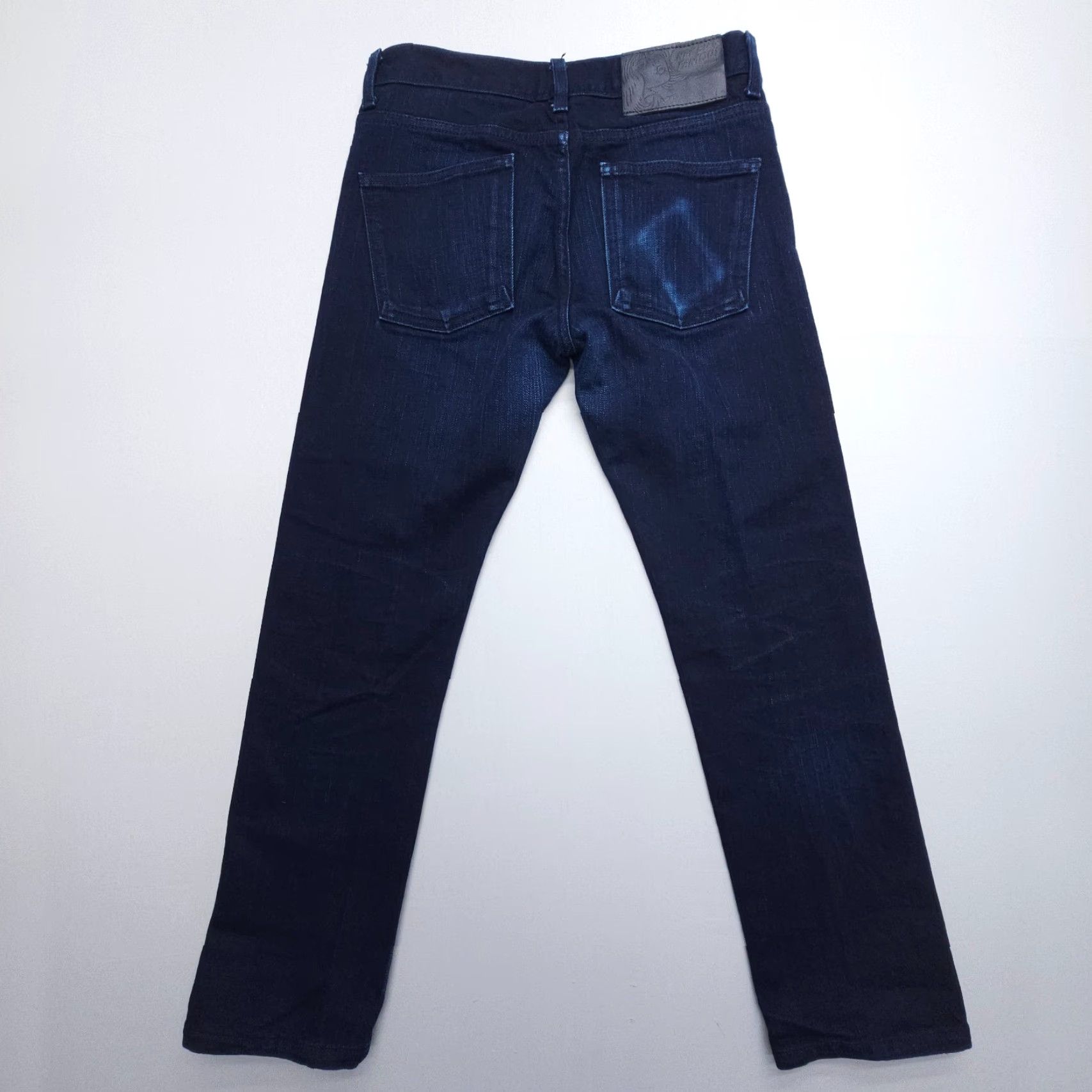 Vintage Naked & Famous Denim Skinny Jeans Indigo Stretch Selvedge Mens 31 x 28 Dark Wash Regular 5-Pocket Denim Cotton Blend Blue Jeans Mens Size US 31 - 3 Thumbnail