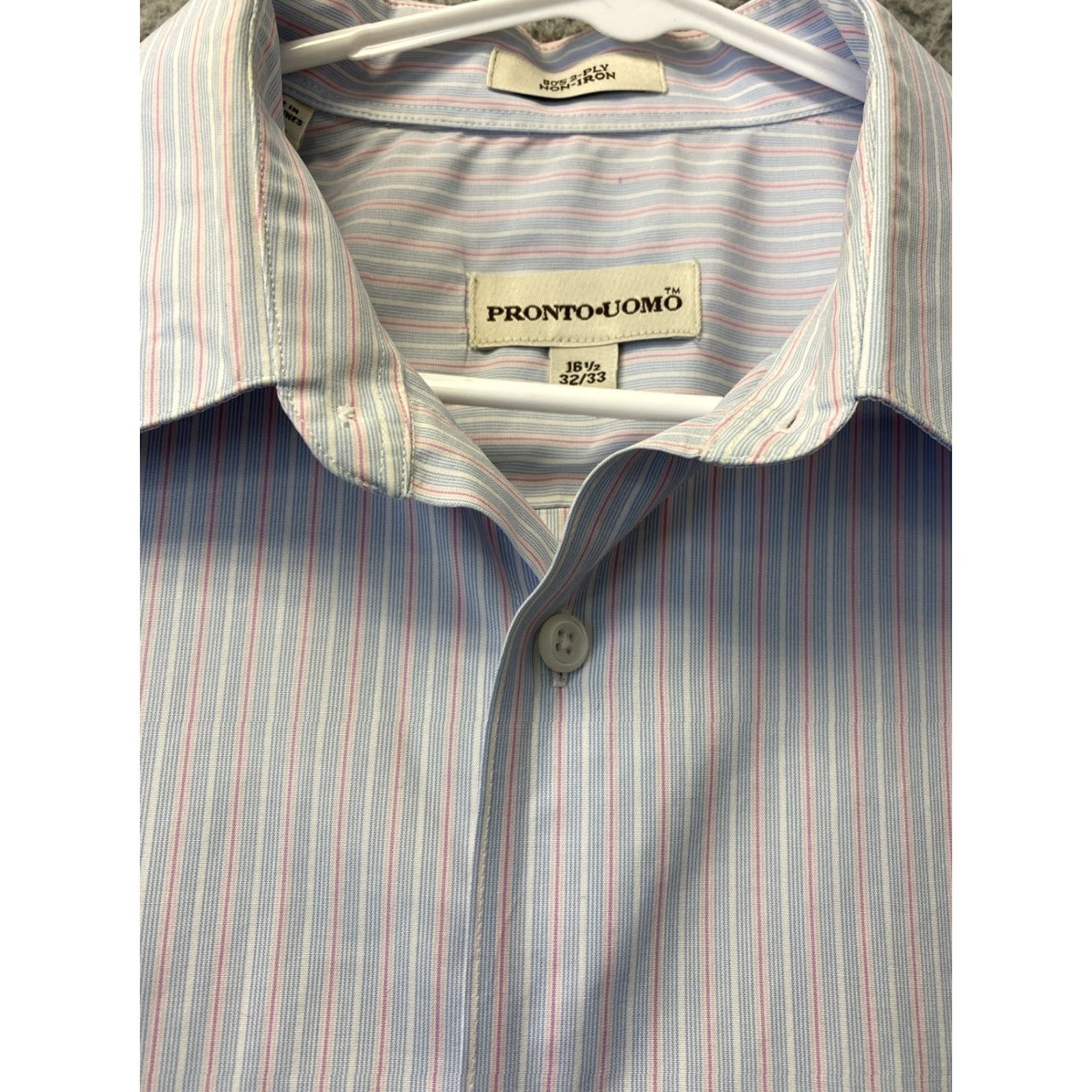 Pronto Uomo Pronto Uomo Non-Iron Long Sleeve Dress Shirt Men Size 16.5 32/33 Striped Cotton Multicolor Business Casual Size 42R - 3 Thumbnail