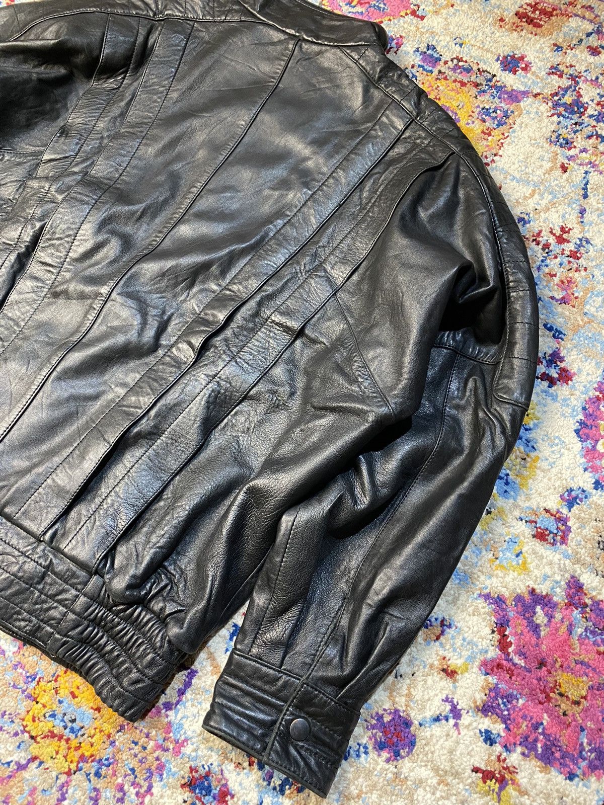 Vintage CLASSIC AVANT GARDE GENUINE SHEEPSKIN BOMBER LEATHER JACKET Size US L / EU 52-54 / 3 - 8 Thumbnail