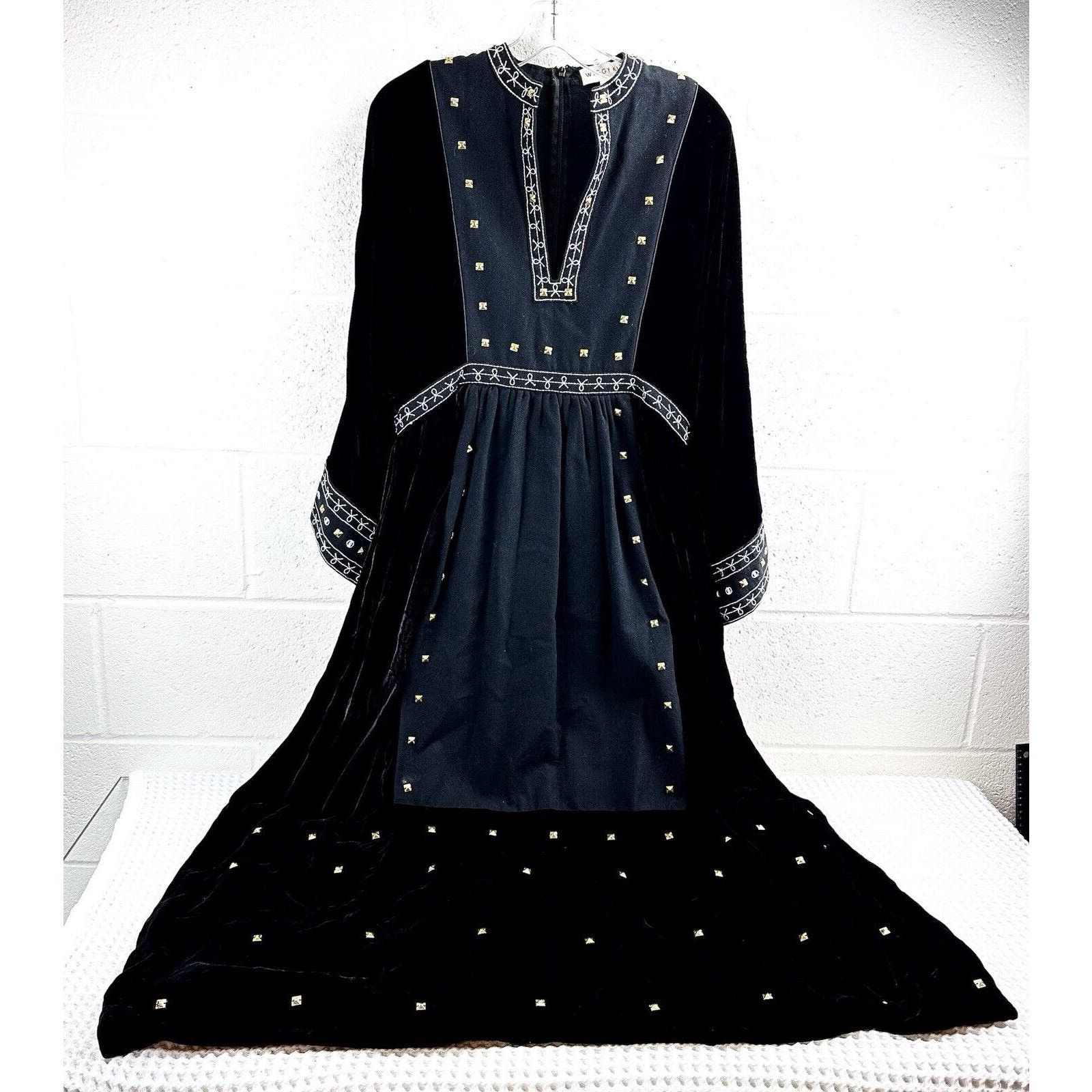 image of Wiggy Kit Josephine Studded Velvet Dress Silk Blend Black M, Women's (Size Medium)