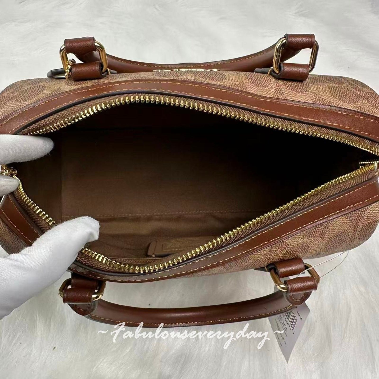Coach Coach Rowan Satchel Signature Canvas Gold/Tan/Brown CV961 Size ONE SIZE - 6 Thumbnail