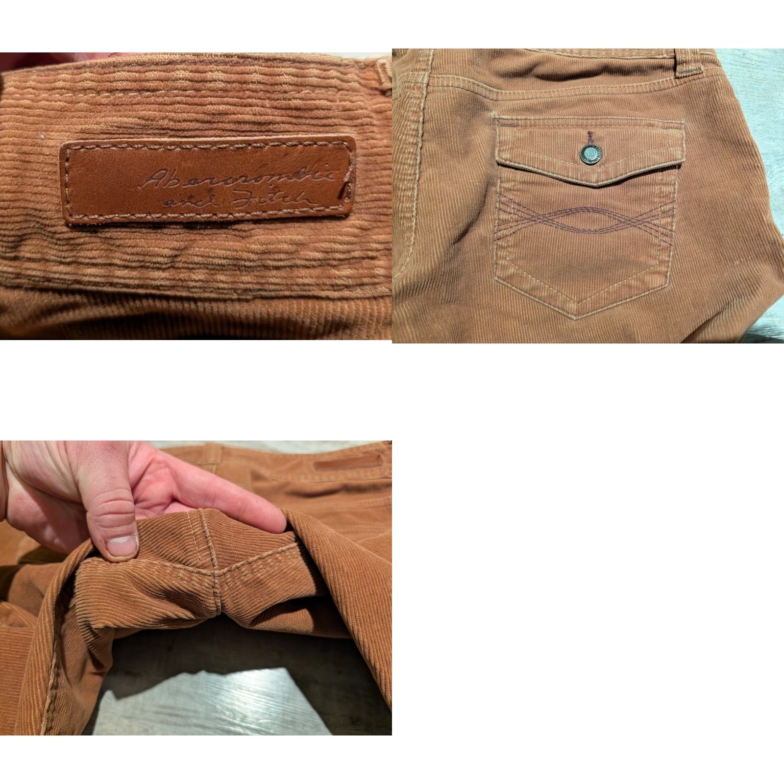 Abercrombie & Fitch VINTAGE Abercrombie & Fitch Pants Womens 10 Caramel Corduroy Low Rise Flared 90s Y2K Size 32" / US 10 / IT 46 - 10 Thumbnail