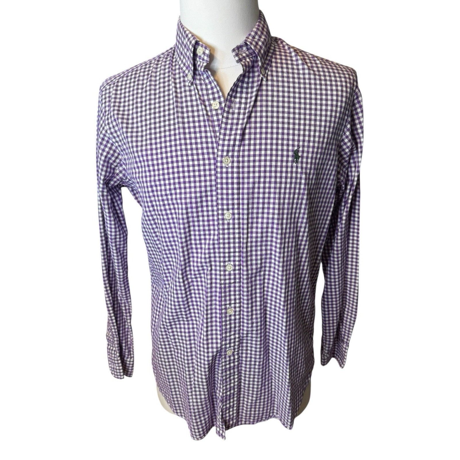 Ralph Lauren Ralph Lauren Gingham Button Down Shirt Medium Purple Cotton Size US M / EU 48-50 / 2 - 1 Thumbnail