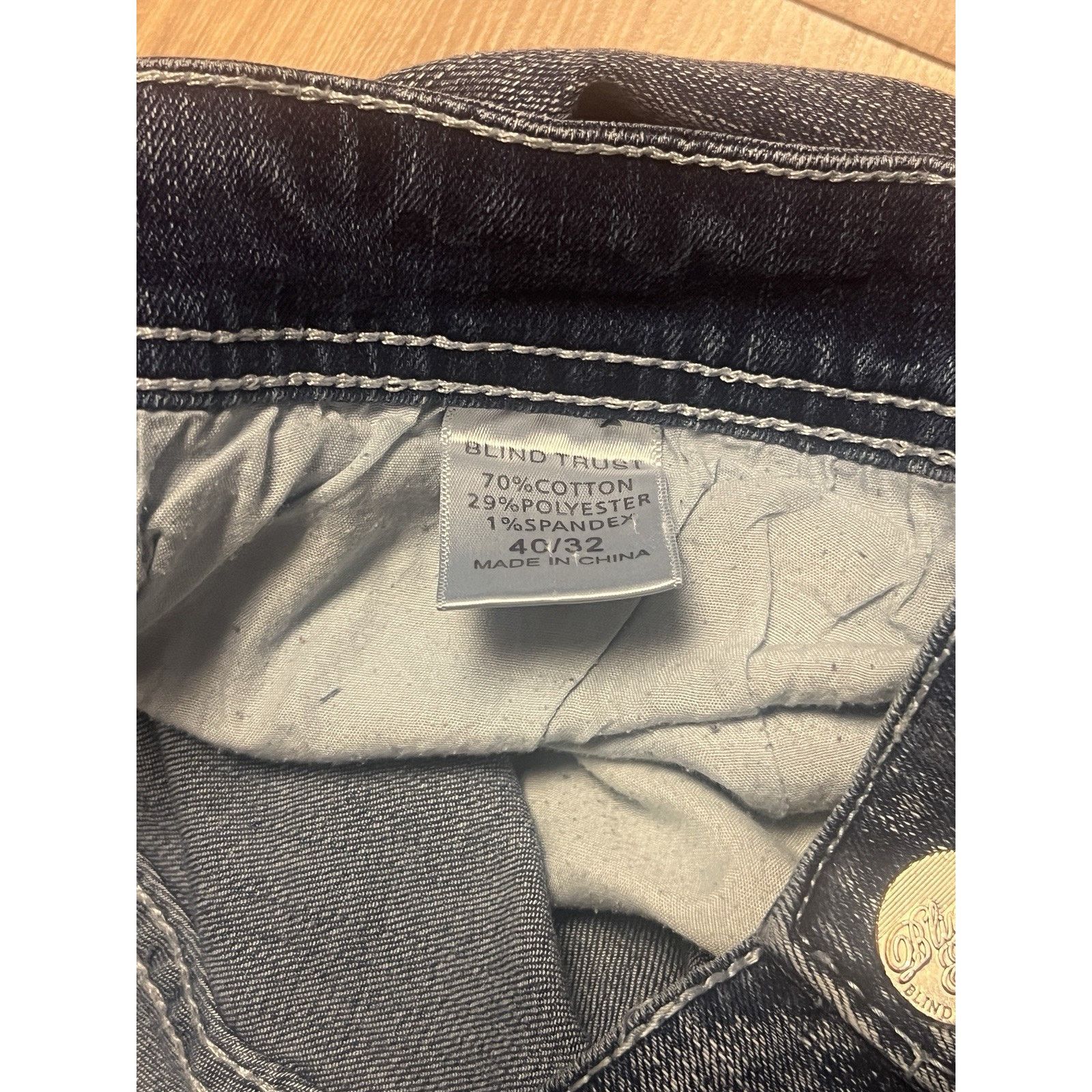 Other Blind Trust Men’s Straight Leg Jeans Dark Wash Denim 40x32 Size US 40 / EU 56 - 8 Thumbnail