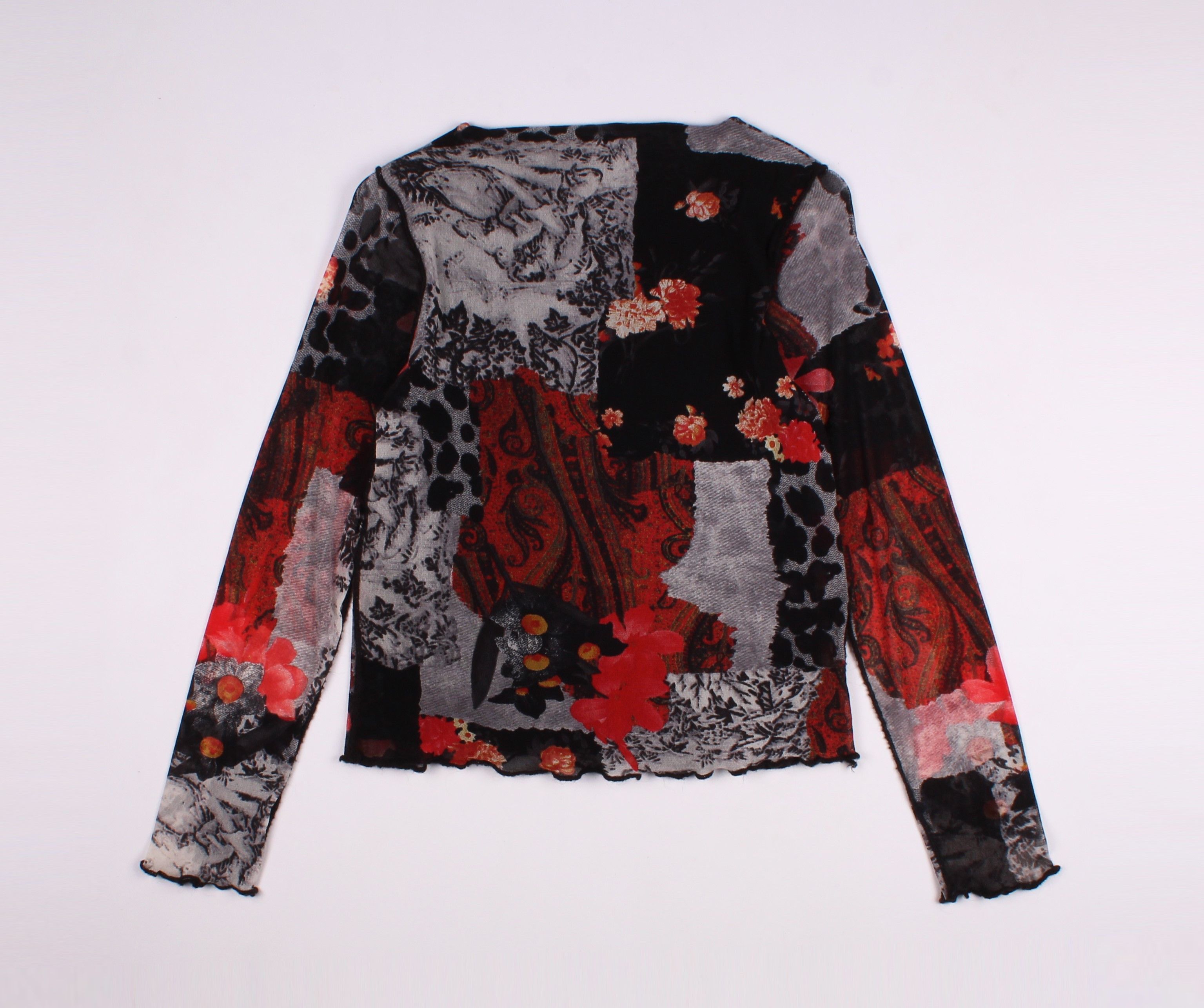 Vintage Vintage Y2K Mesh Floral Printed Long Sleeve Top Size L / US 10 / IT 46 - 10 Thumbnail