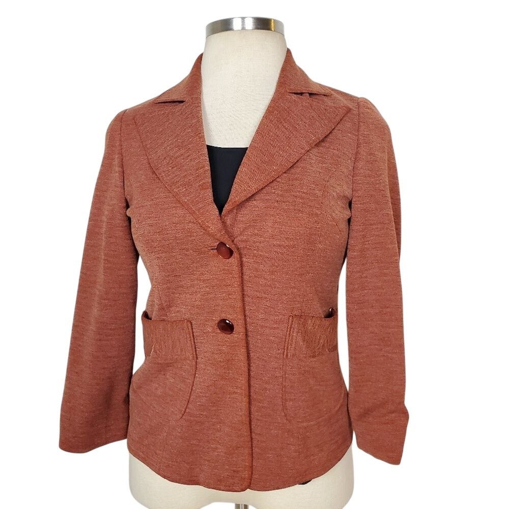 Vintage 70s Western Vintage Brick Red Blazer Pockets S-M Size M / US 6-8 / IT 42-44 - 1 Thumbnail
