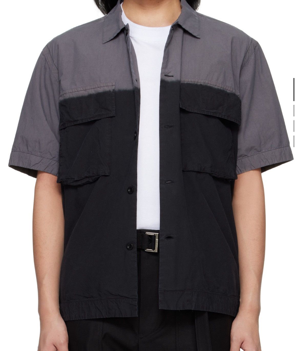 Sacai SACAI Black & Gray Garment Dye Shirt Size US L / EU 52-54 / 3 - 1 Thumbnail