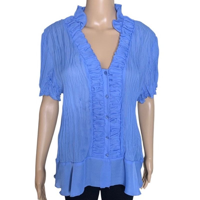 Vintage Vintage 90's Bethany Women's XL Purple Top Semi Sheer V-Neck Size XL / US 12-14 / IT 48-50 - 3 Thumbnail
