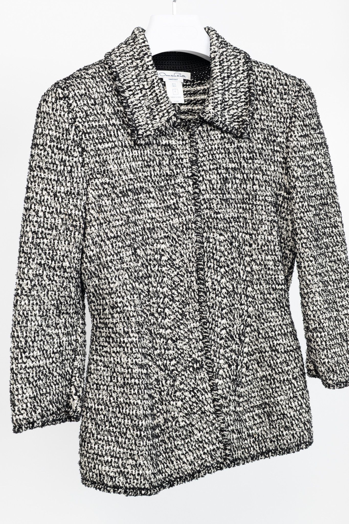 Oscar De La Renta Oscar de la Renta PF/12 White & Black Silk-Blend Knit Blazer Size M / US 6-8 / IT 42-44 - 3 Thumbnail